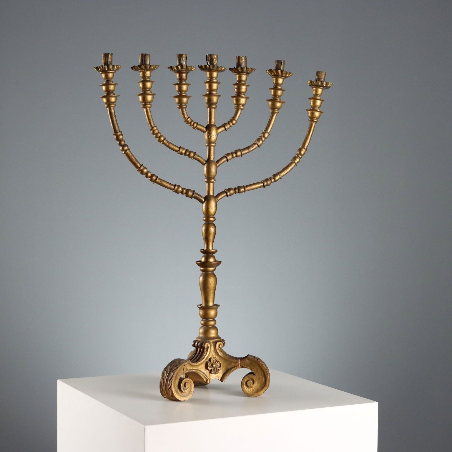 Antique Candelabra Gilded Wood 7 Arms XIX XX Century