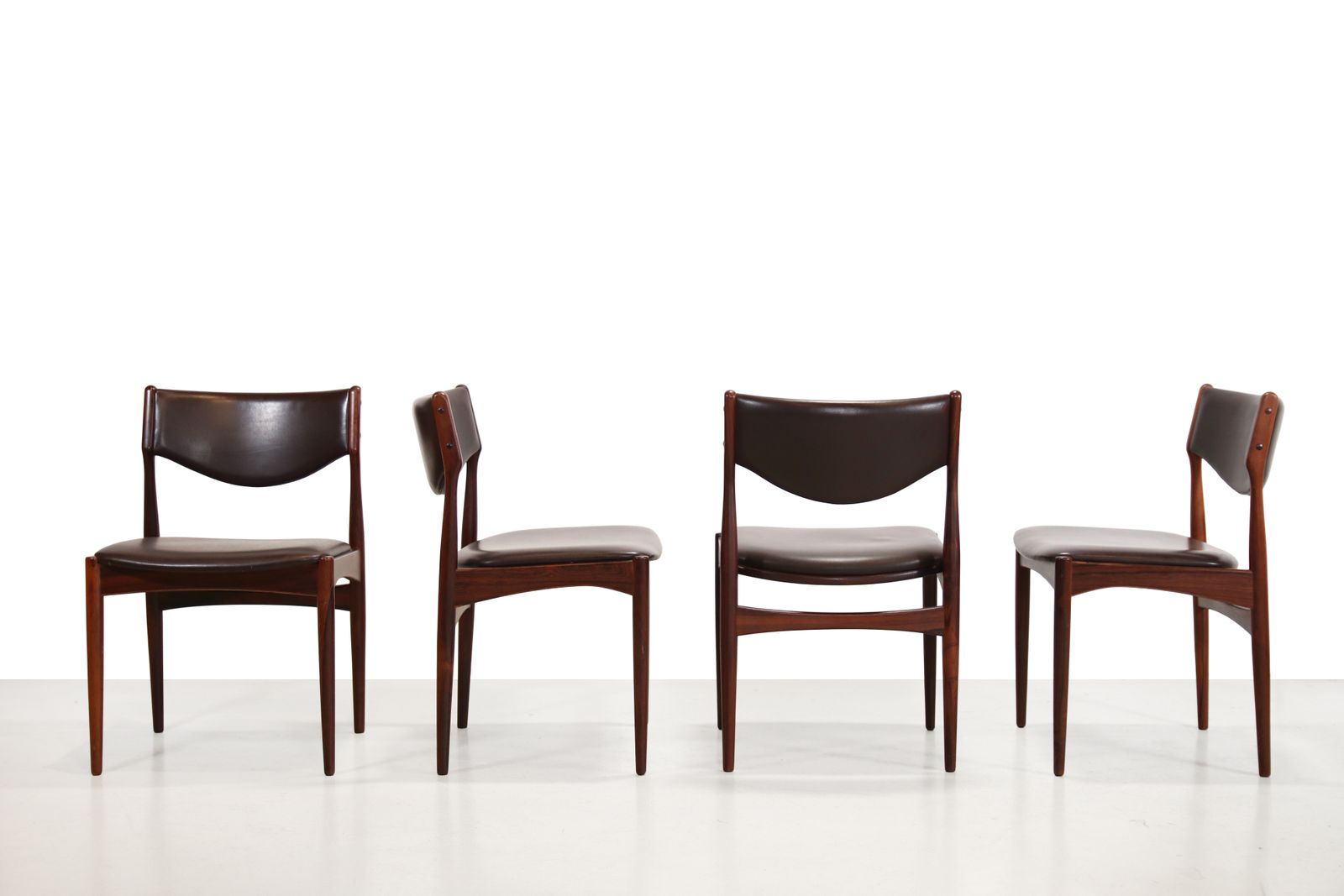 Set Of Four Johannes Andersen Dining Chairs In Rosewood With Brown Leather photo furniture
