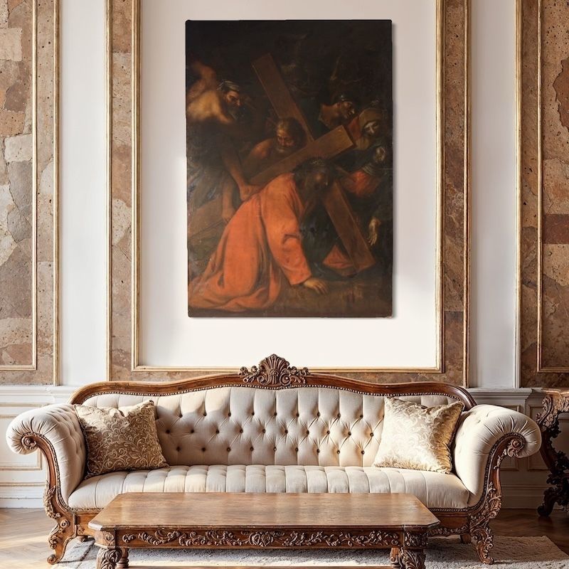 Antique Italian Painting The Way Of The Cross From The 17th Century photo vinterior