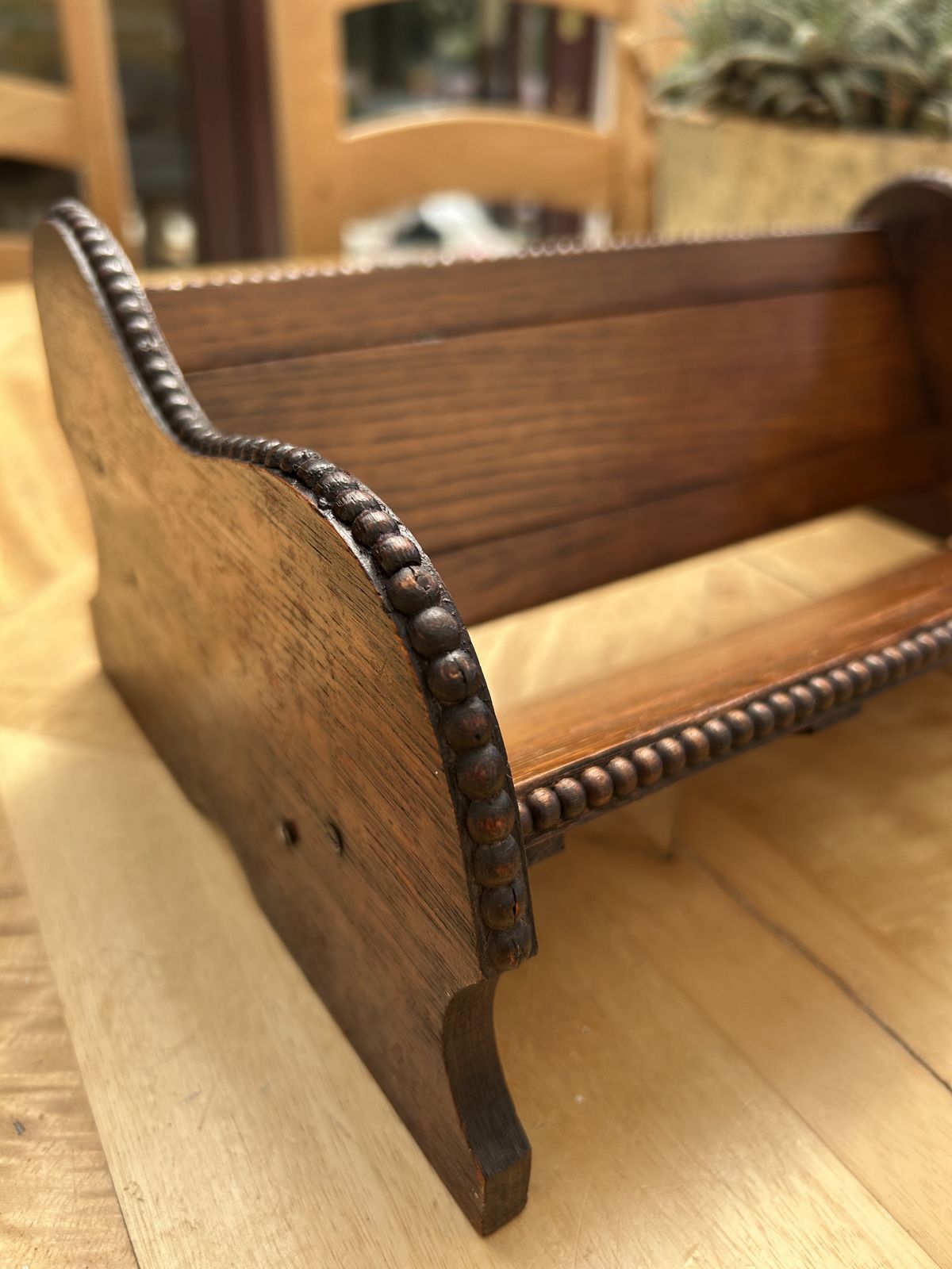 Antique Oak, Beaded Expanding Book Trough Slide photo for sale