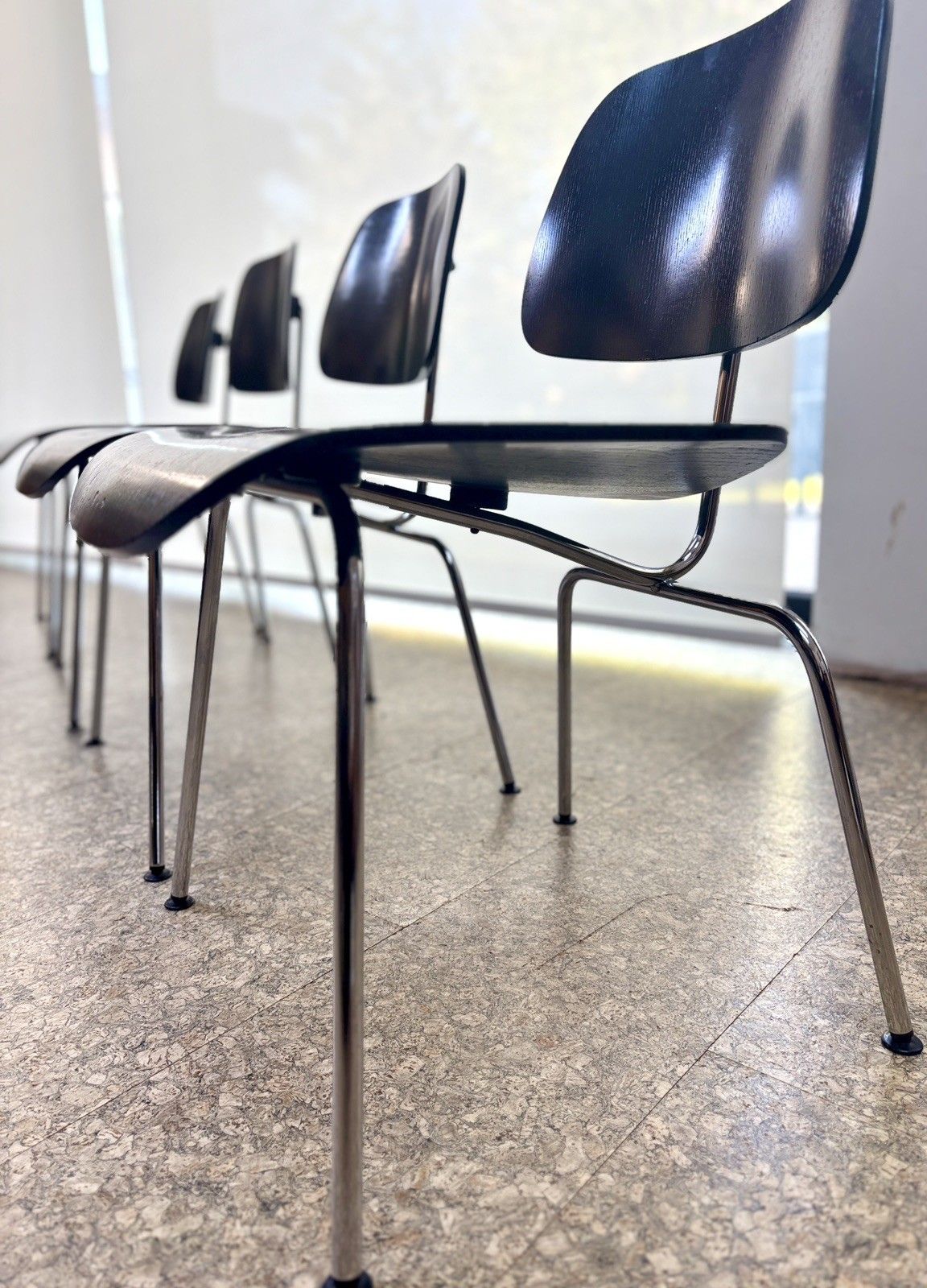 Vintage Mid Century Dcm Black Plywood Dining 4 X Chairs/ Herman Miller Retro