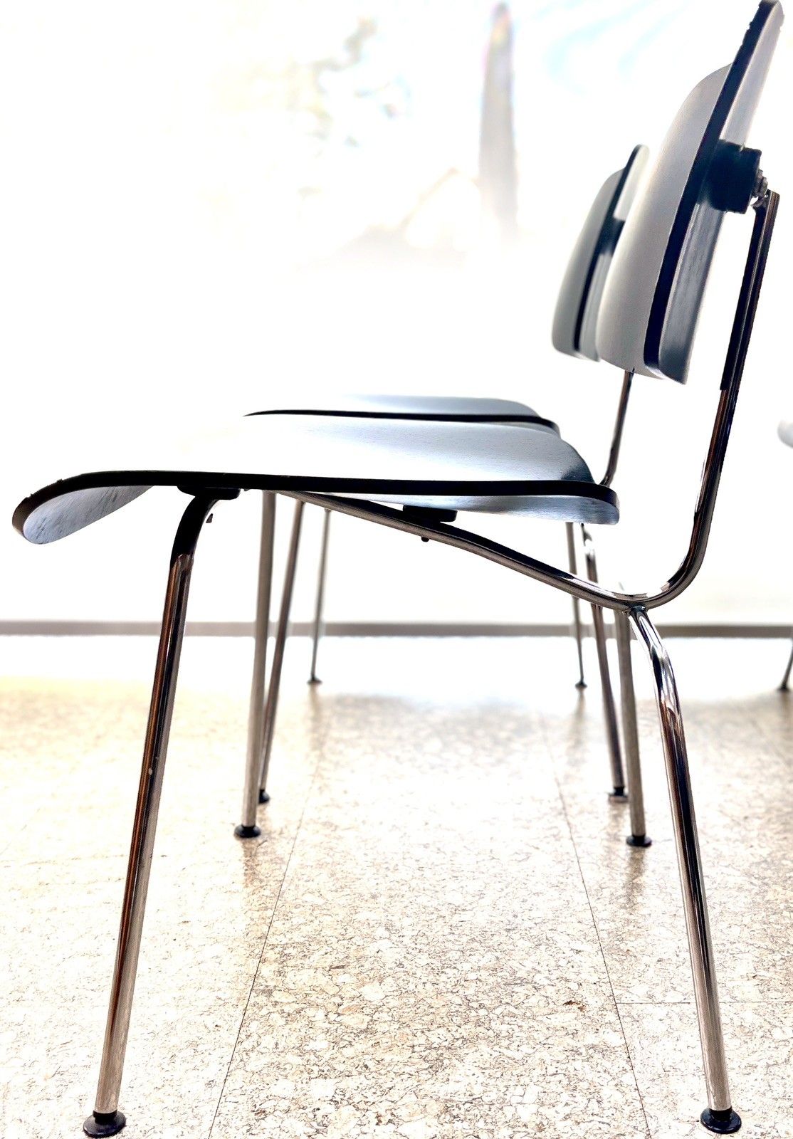 photo for sale Vintage Mid Century Dcm Black Plywood Dining 4 X Chairs/ Herman Miller Retro
