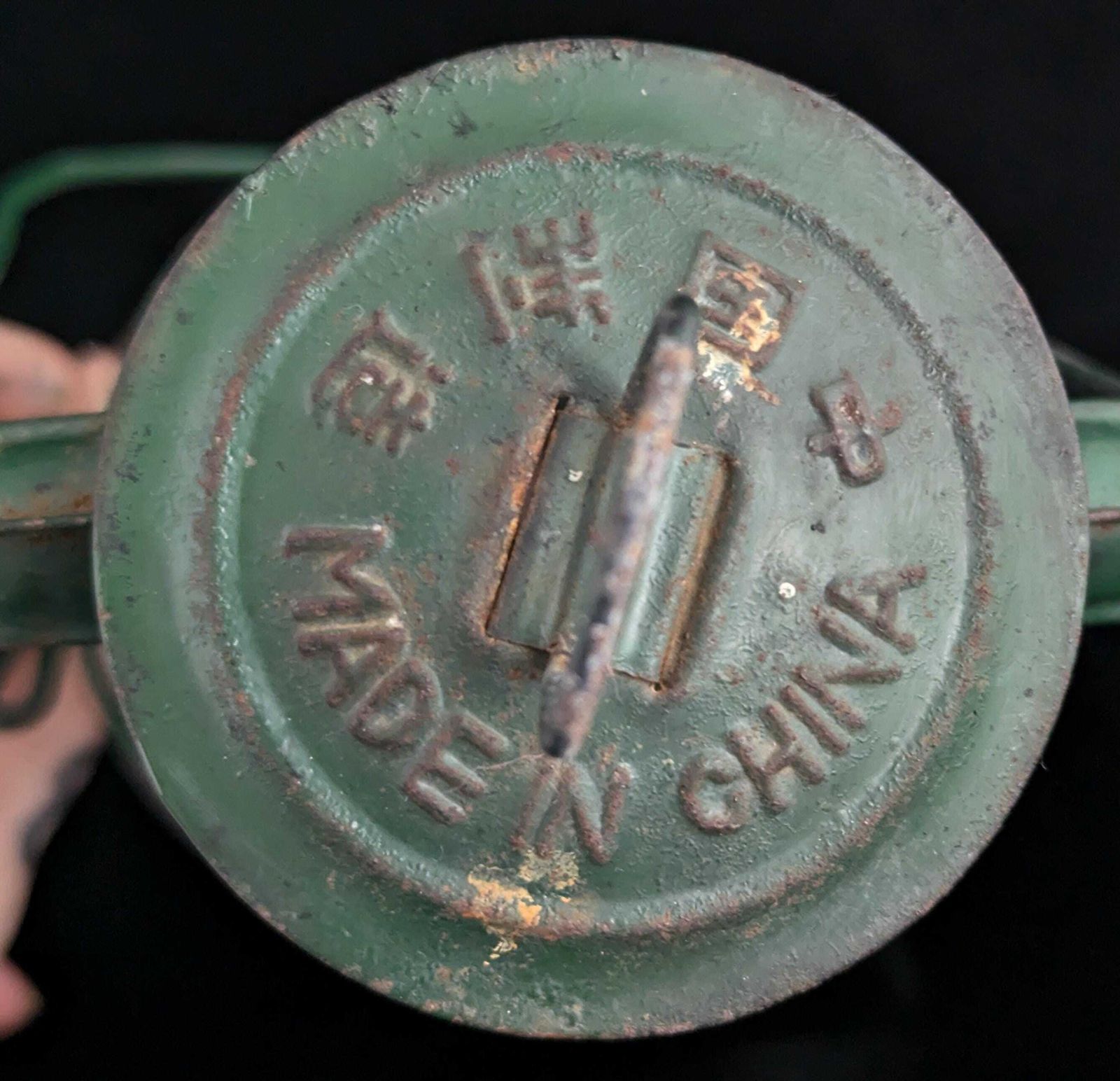 photo for sale Vintage stormlantaarn, groen emaille, Chinees