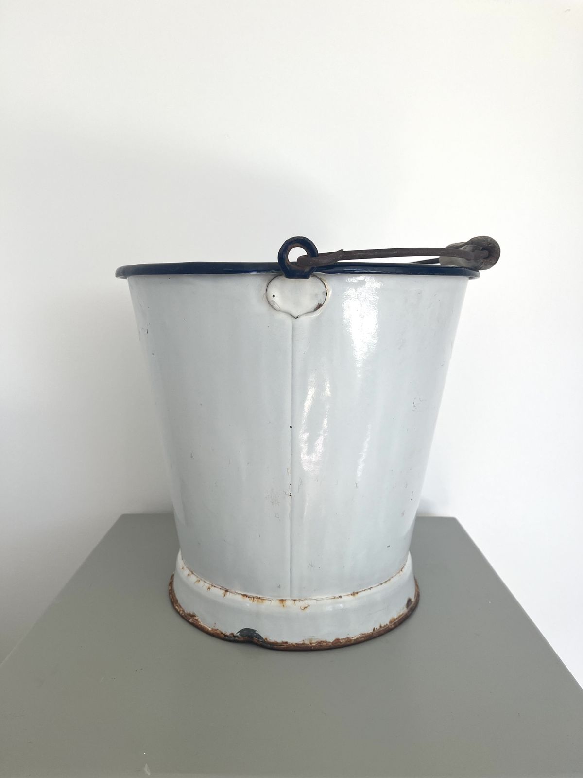 Vintage Italian Blue & White Enamel Bucket photo 50.0