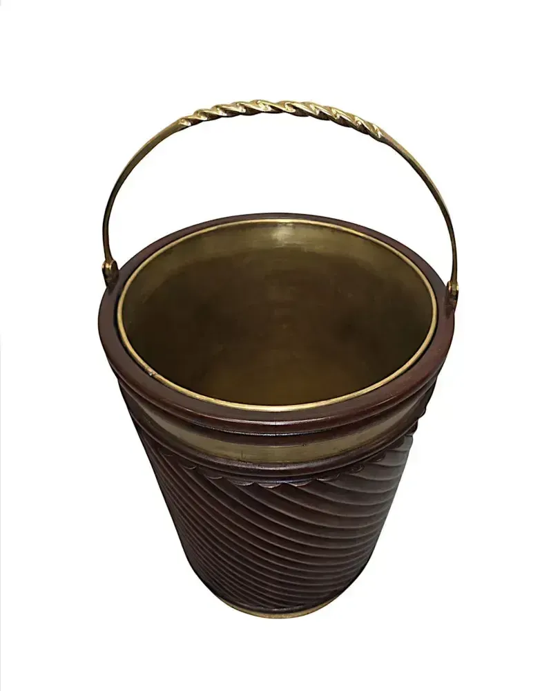A Fabulous 20th Century Irish Design Hand Made Mahogany Peat Bucket With Brass Liner And Fittings photo Home Decor