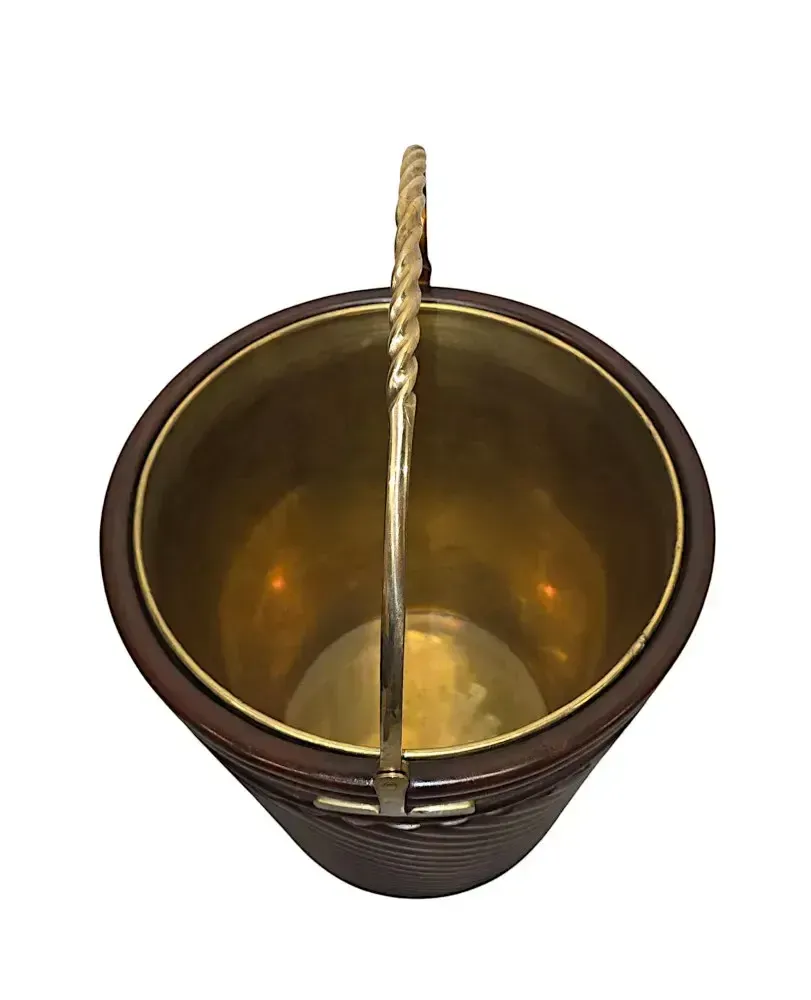 A Fabulous 20th Century Irish Design Hand Made Mahogany Peat Bucket With Brass Liner And Fittings photo buy
