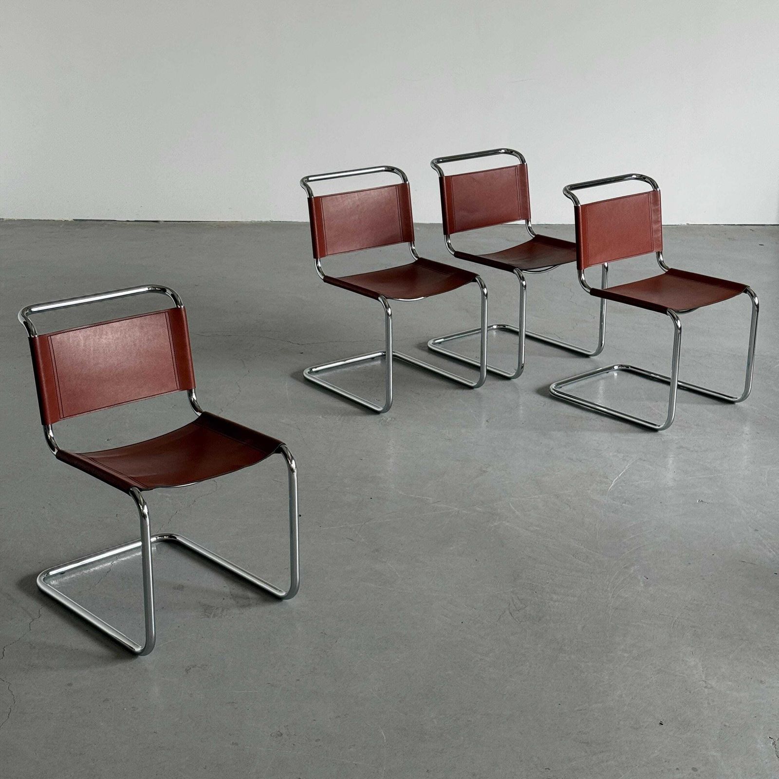 Mart Stam S33 Design Leather Cantilever Chairs By Fasem Italy, 1980s photo for sale