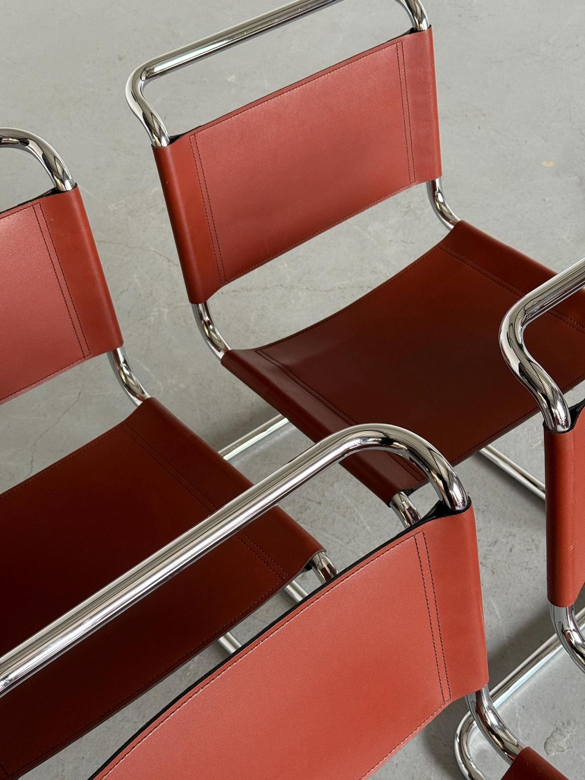 Mart Stam S33 Design Leather Cantilever Chairs By Fasem Italy, 1980s photo buy