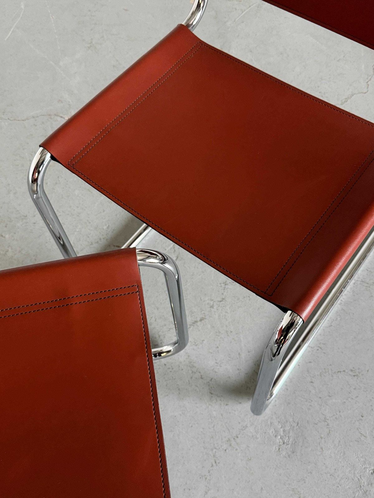 Furniture Mart Stam S33 Design Leather Cantilever Chairs By Fasem Italy, 1980s photo