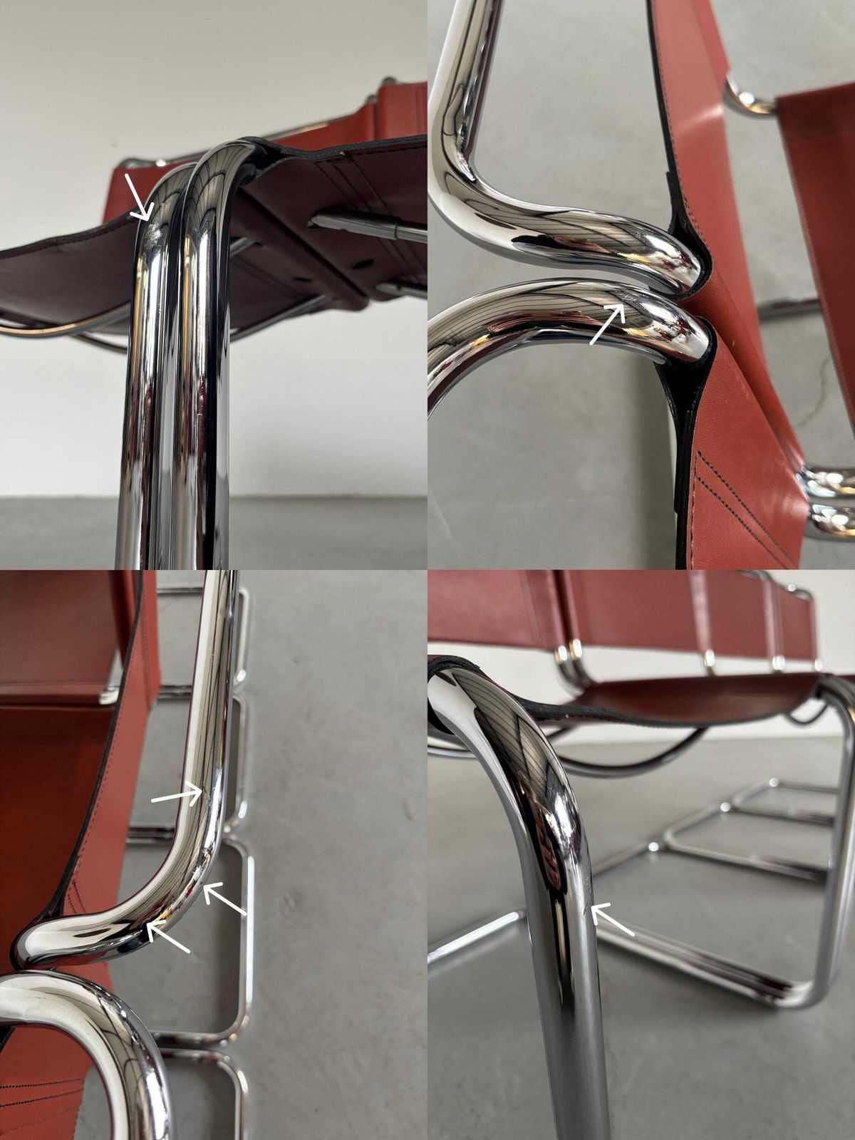 photo buy Mart Stam S33 Design Leather Cantilever Chairs By Fasem Italy, 1980s