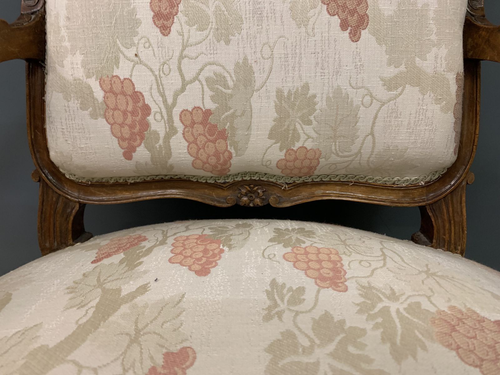photo for sale Pair Of French Carved Walnut Armchairs