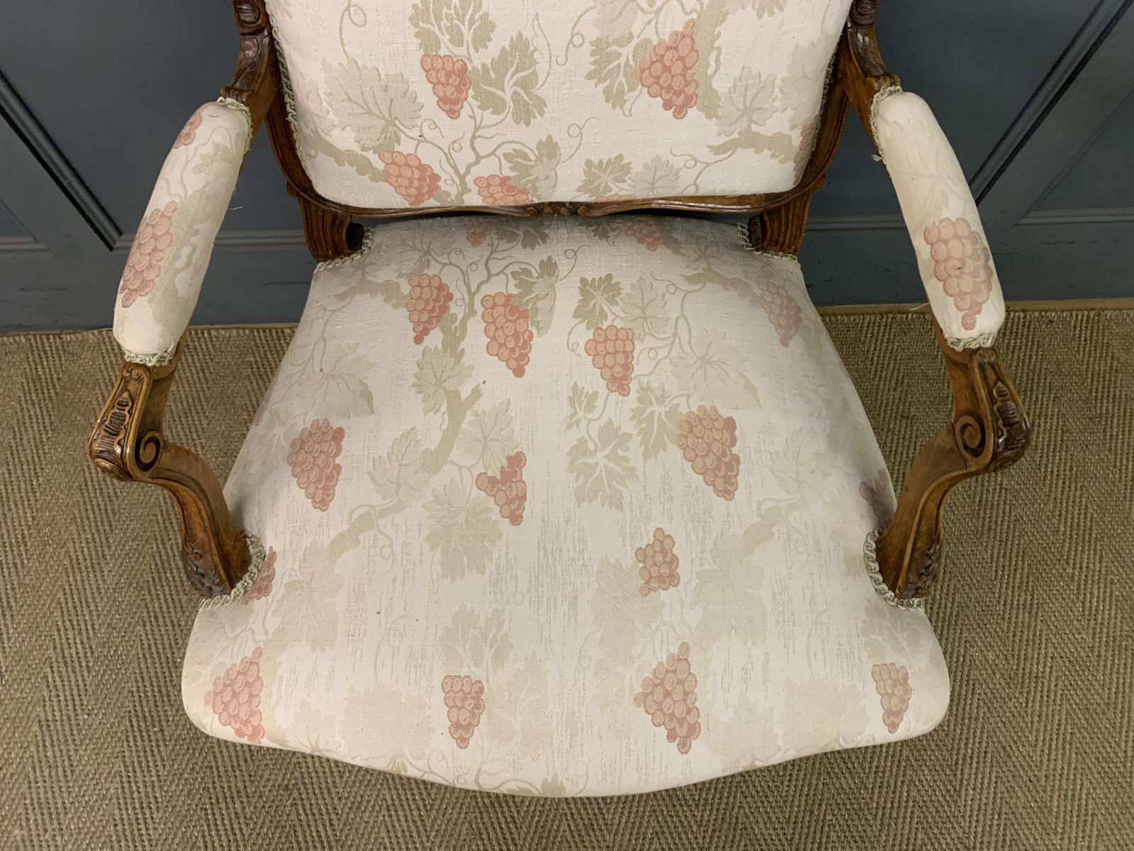 Furniture Pair Of French Carved Walnut Armchairs photo