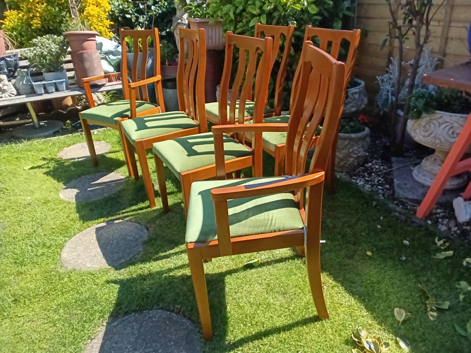 Reduced !! As New.. Set Of 6 Meredew Teak Vintage Dining Chairs. photo furniture