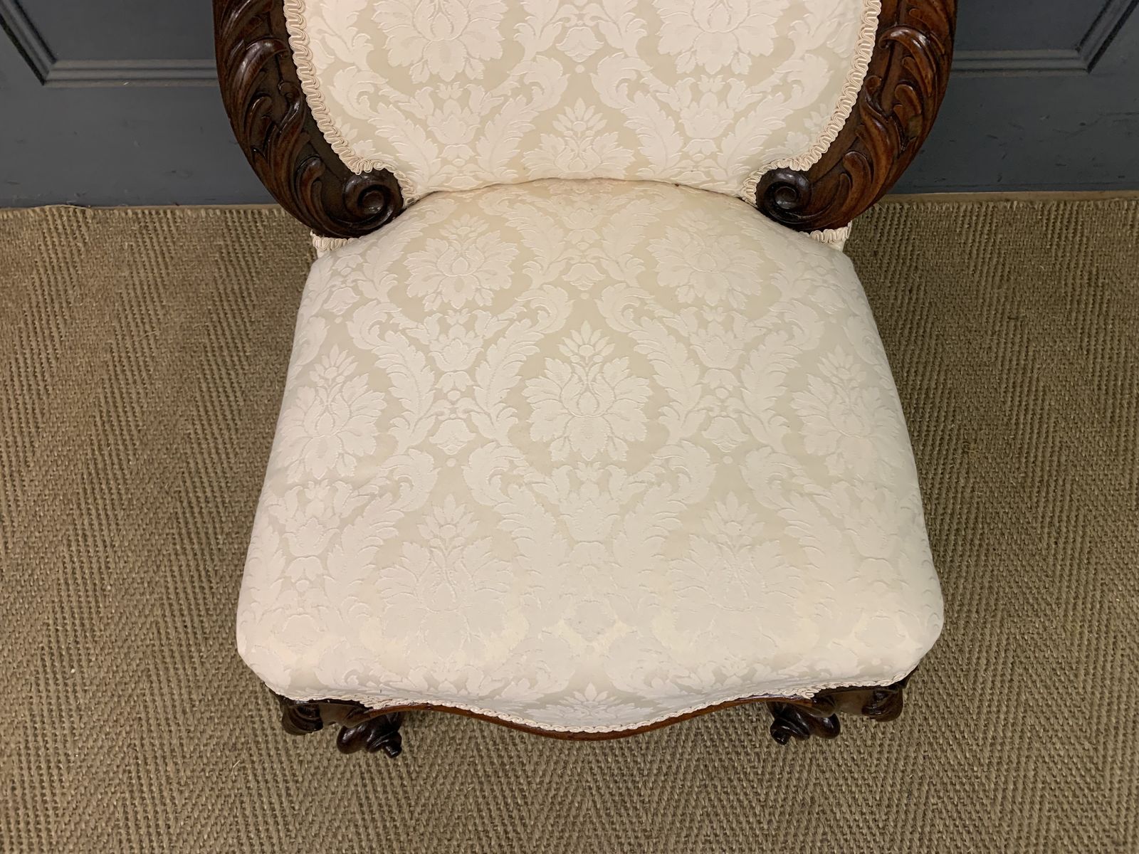Victorian Rosewood Upholstered High Back Chair photo for sale