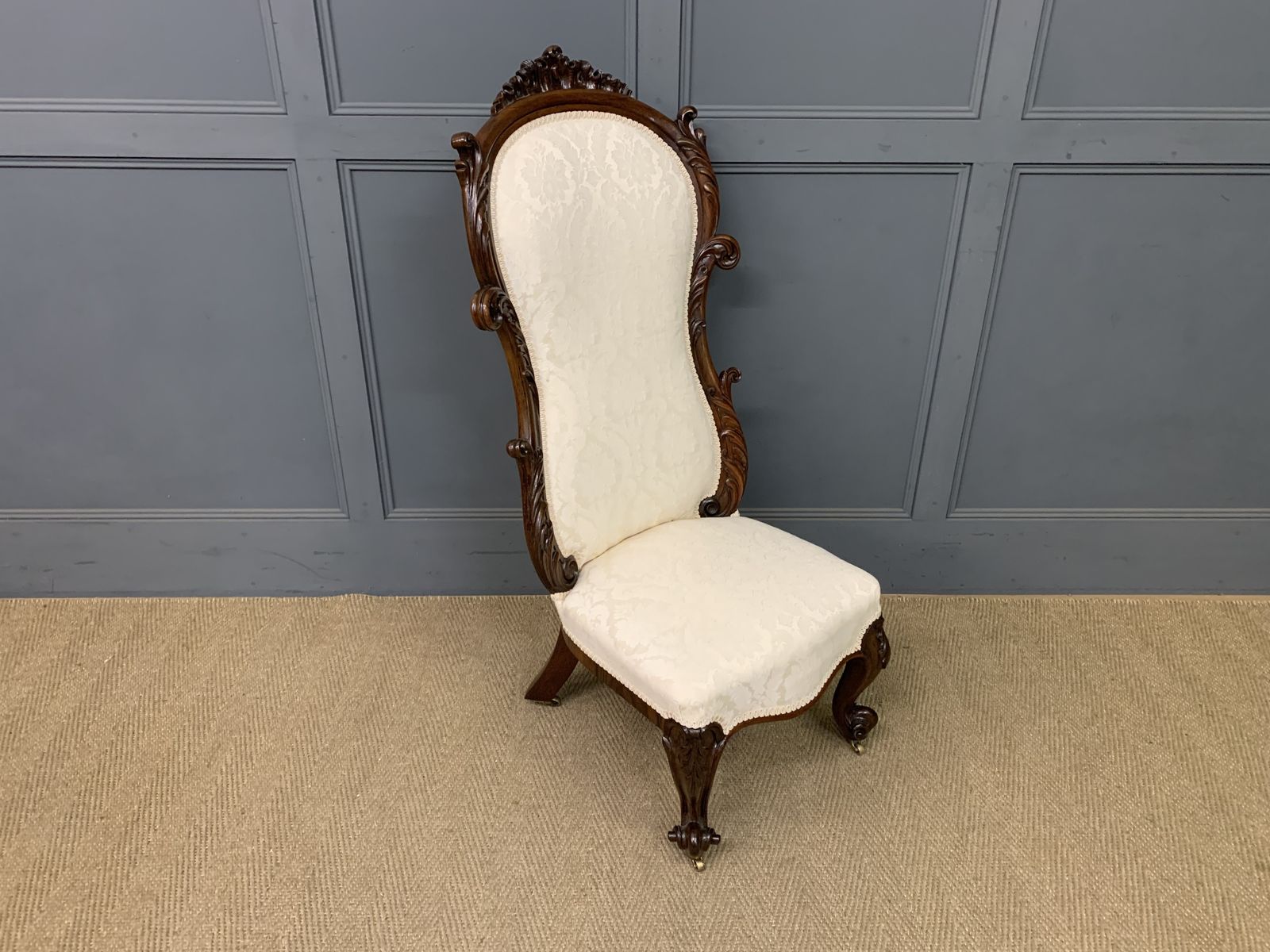 photo furniture Victorian Rosewood Upholstered High Back Chair