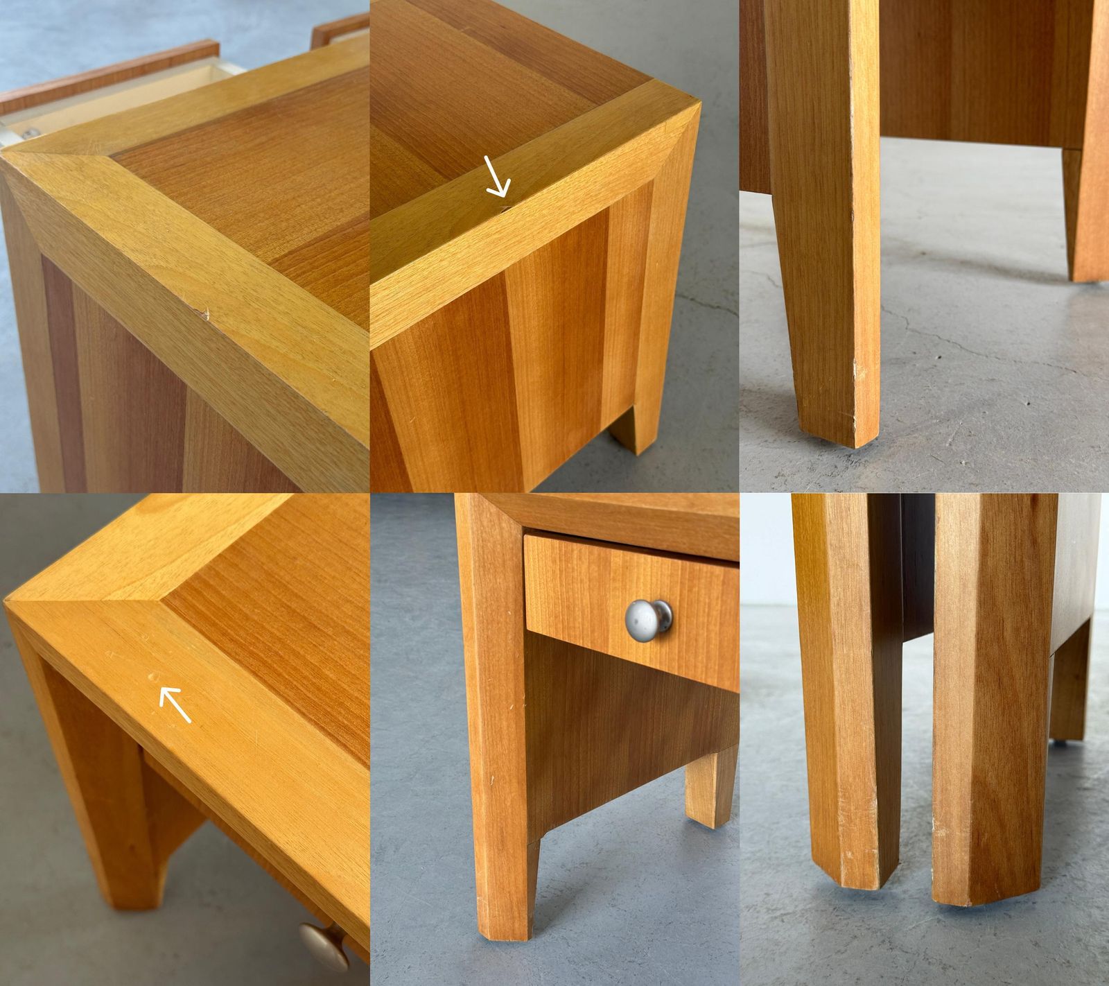 878.0 Pair Of Modernist Geometric Wood Bedside Tables, 1980s photo