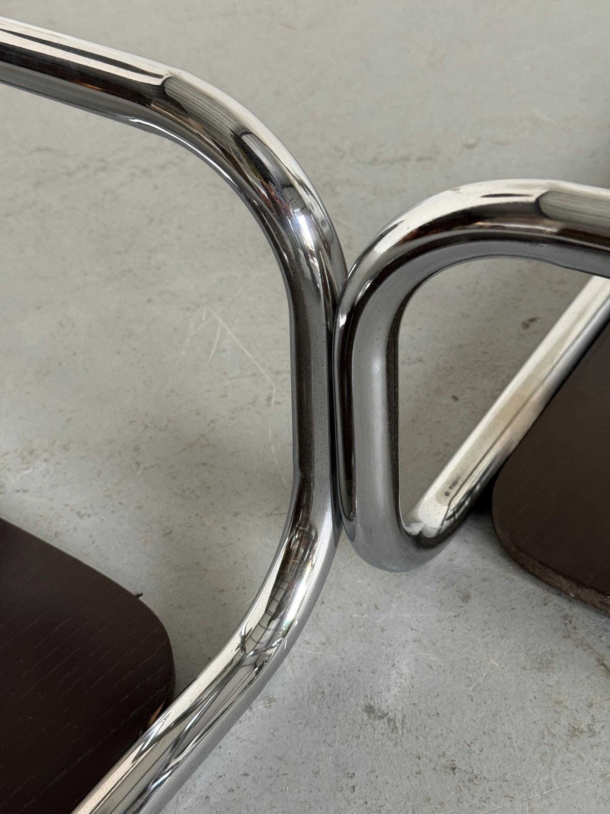 photo for sale Mid Century Modern Wall Mounted Coat Rack In Wood And Chrome, Italy 1970s