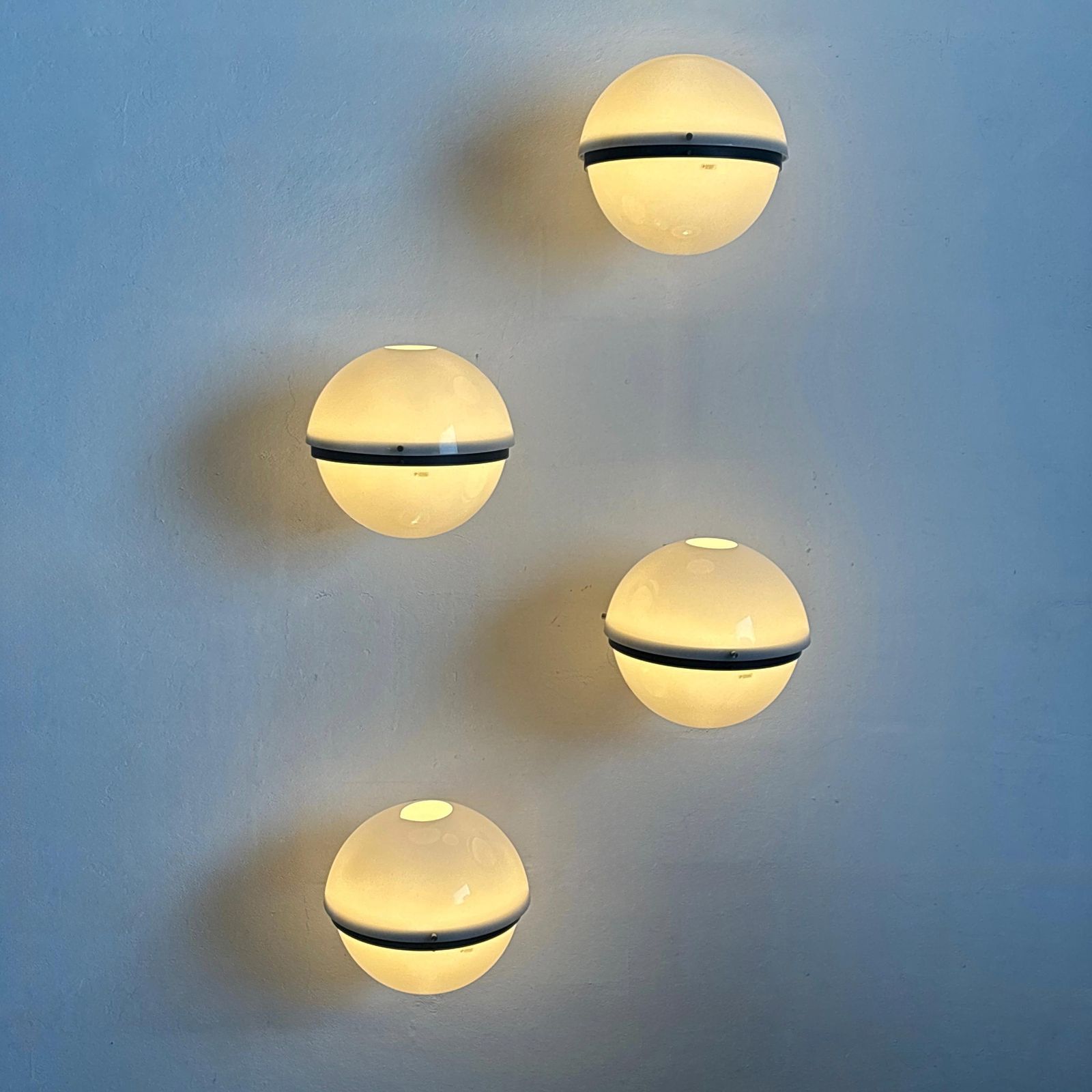 Set Of 4 Italian Space Age Globe Wall Lamps By Harvey Guzzini, 1960s photo furniture