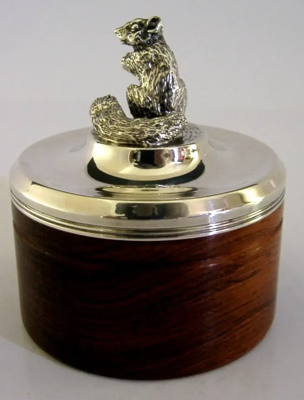 Superb Brian Fuller English Sterling Silver Wooden Box Glis Glis Dormouse 1992 photo Home Decor