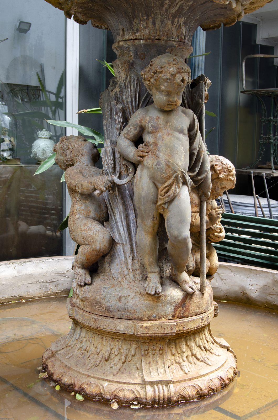 Mid 19th Century Monumental Neoclassical Triple Basin Iron Fountain With Sculptural Motif Of Children By Val D'osne Foundry, France photo 218000.0