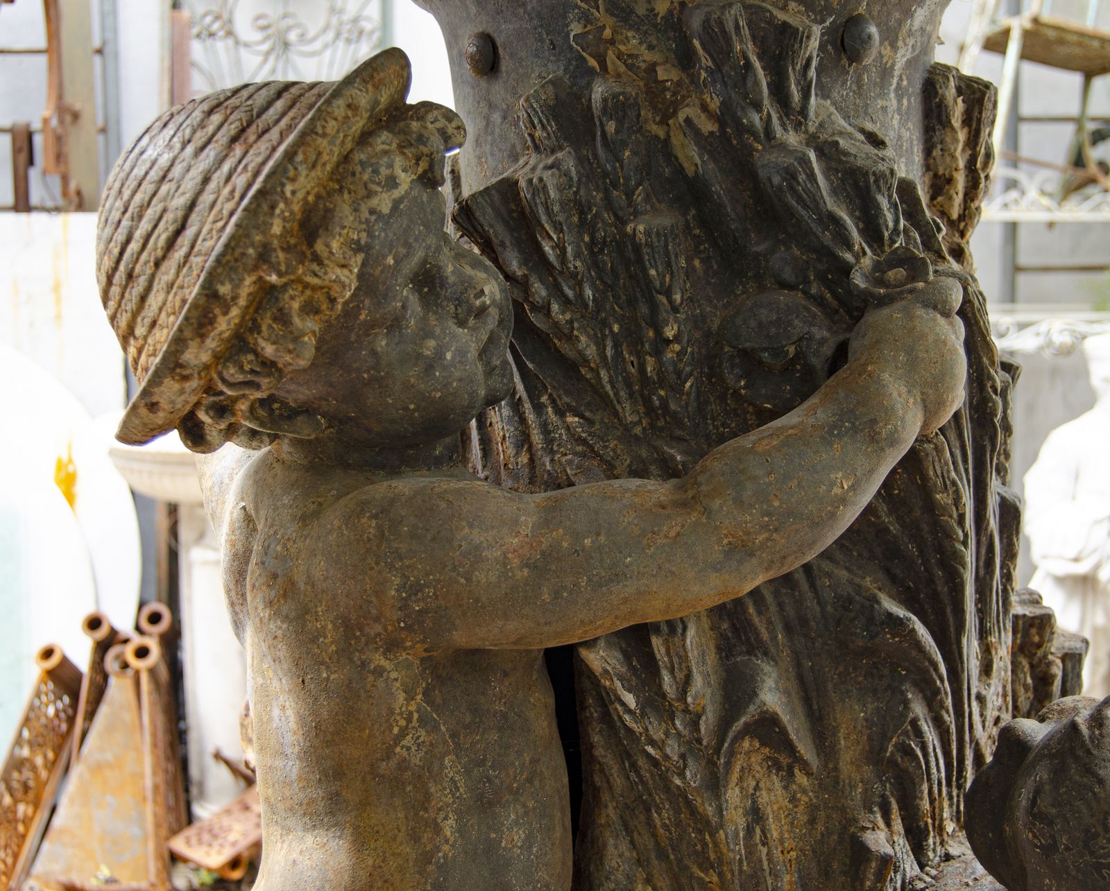 Garden Decor Mid 19th Century Monumental Neoclassical Triple Basin Iron Fountain With Sculptural Motif Of Children By Val D'osne Foundry, France photo