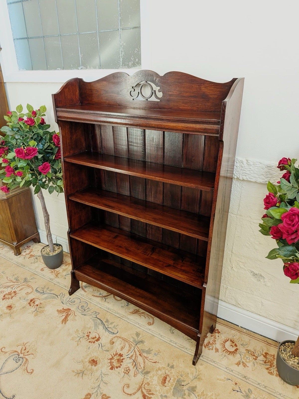 Vintage Oak Five Tier Bookcase photo furniture