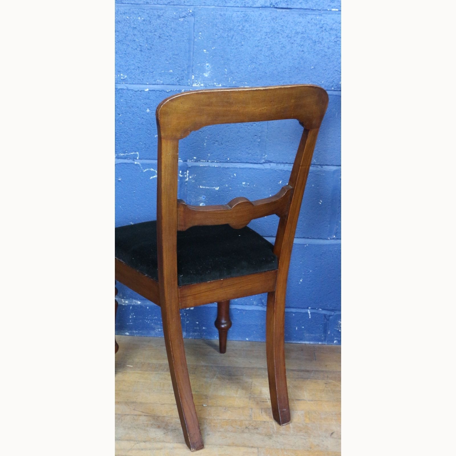 A Set Of Six Victorian Carved Mahogany Balloon Back Dining Chairs Black Velvet Seats photo buy