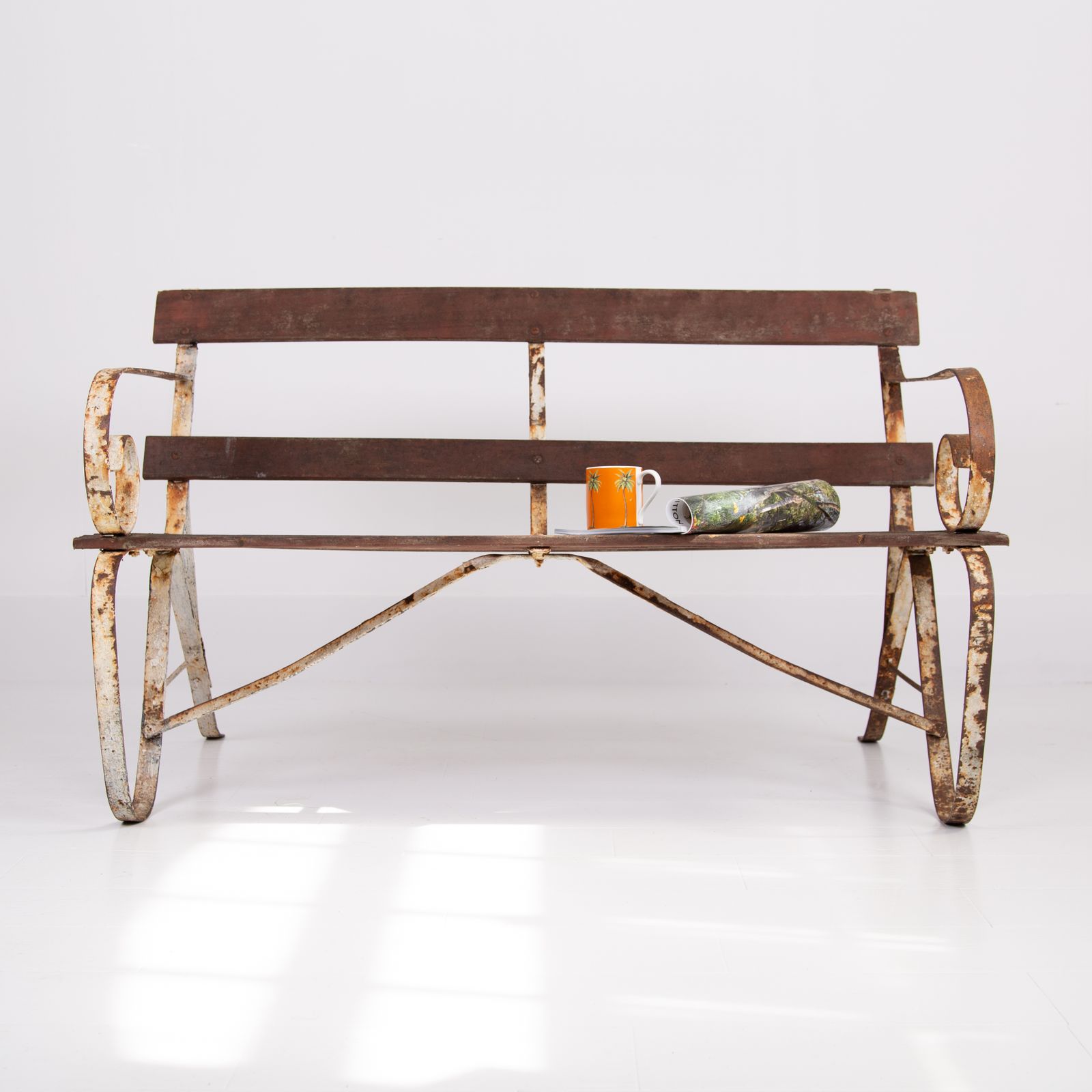 Late 19th Century Iron Garden Bench Seat photo Garden Furniture