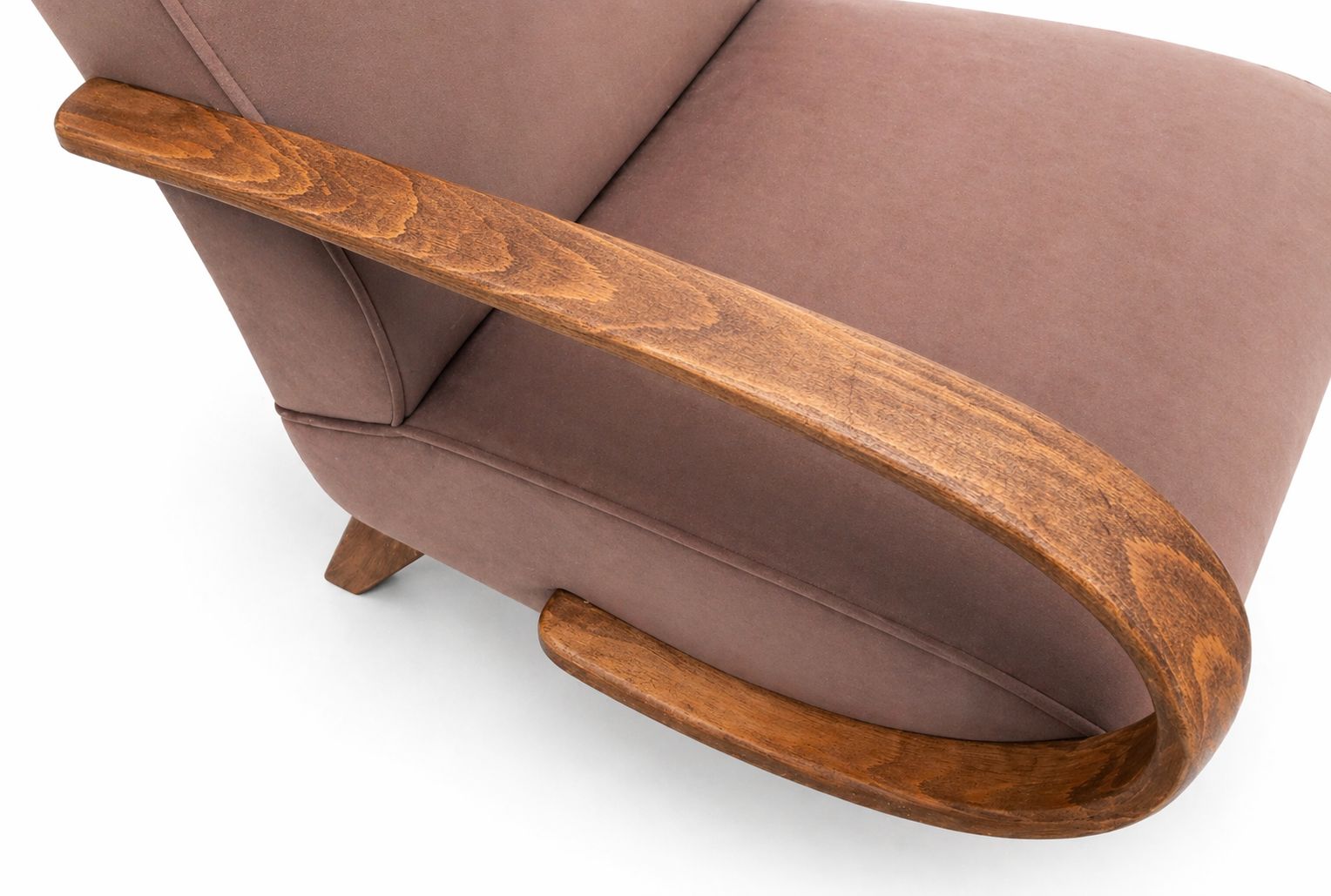 1930s Jindrich Halabala Bentwood Armchairs – Dark Beige Velvet photo vintage