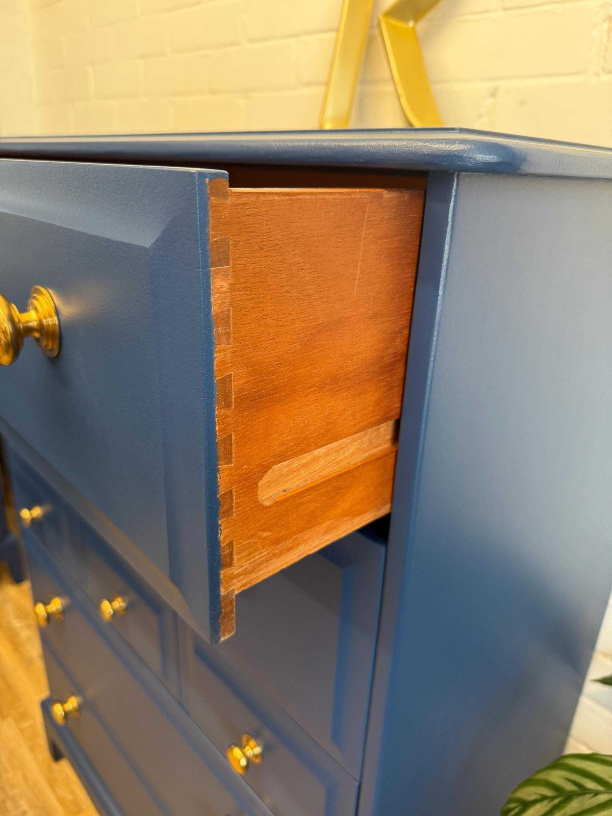 Stag Minstrel 7 Drawer Tallboy In Symphony Blue By Benjamin Moore photo vintage