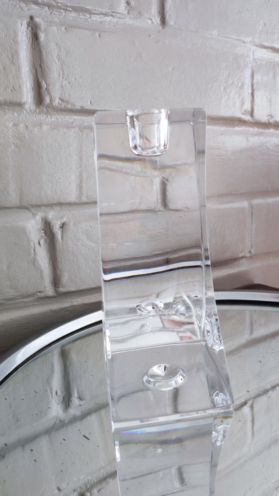 photo buy Vintage Rogaska Crystal Glass Candlestick Holder, Minimalist Design