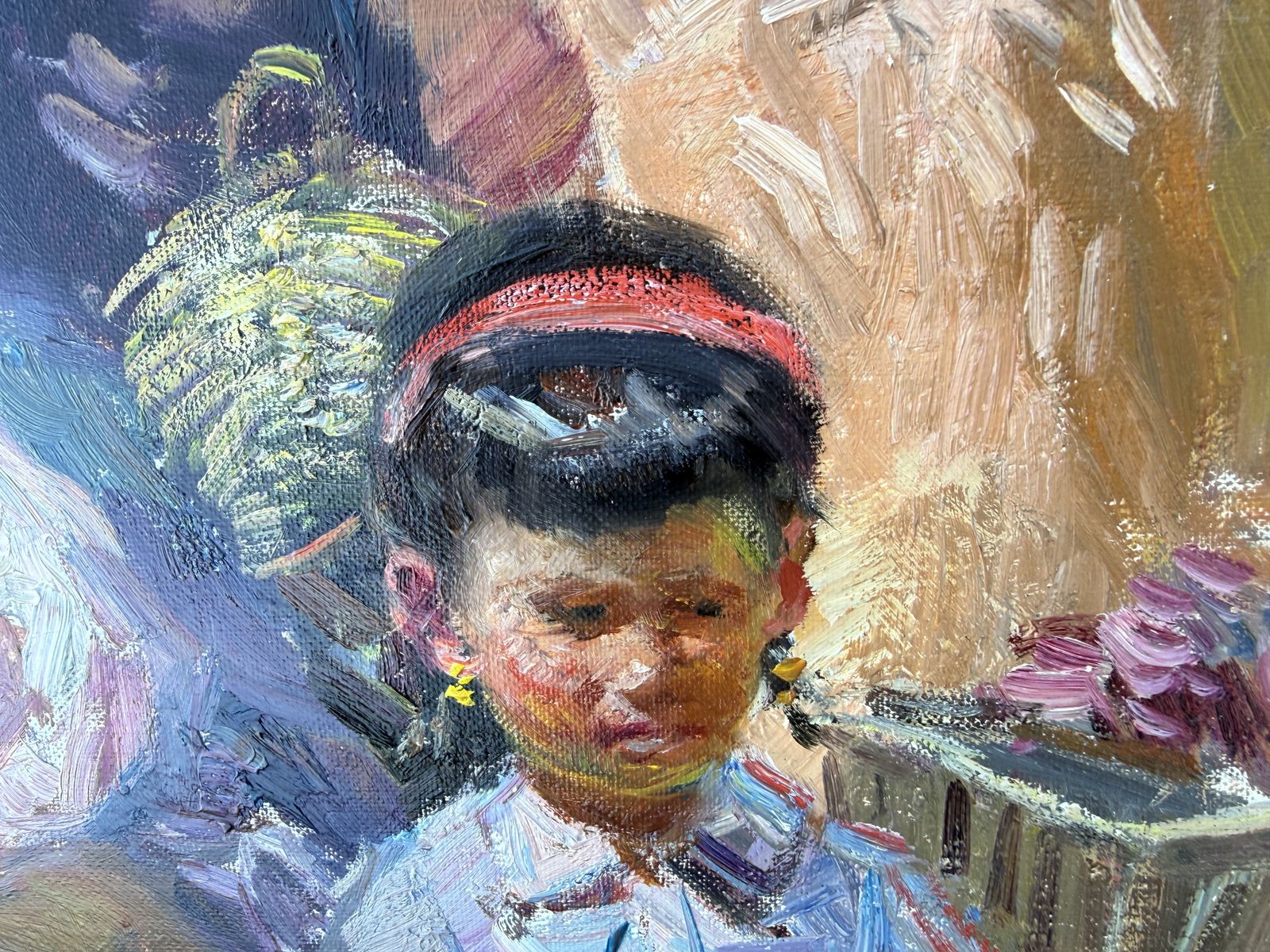 Ignacio Gil Sala Ibiza Children In White Village Mediterranean Figurative Oil Painting Spain 1970s photo for sale