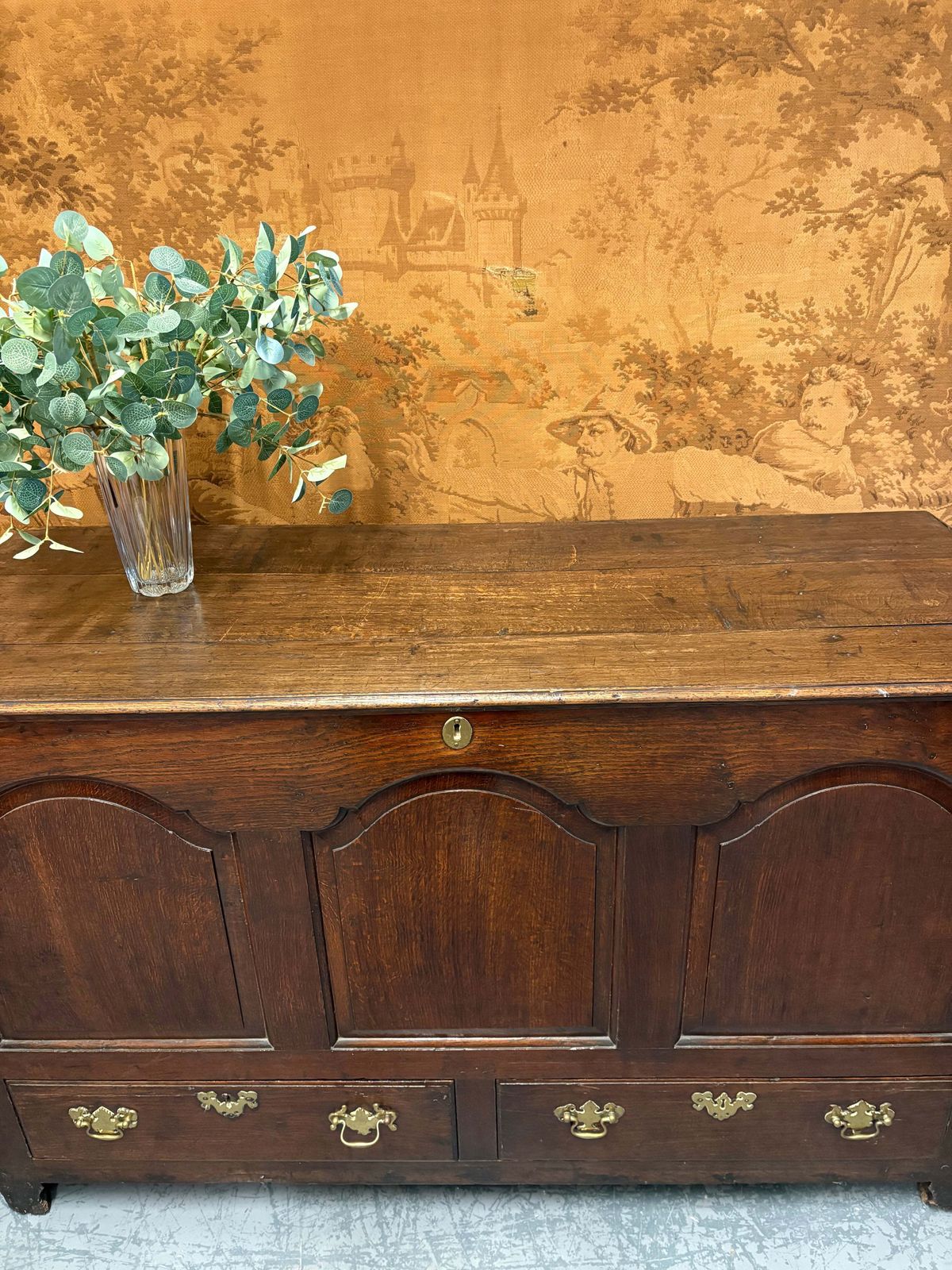 Large Antique 18thc Country House Paneled Oak Mule Chest photo furniture