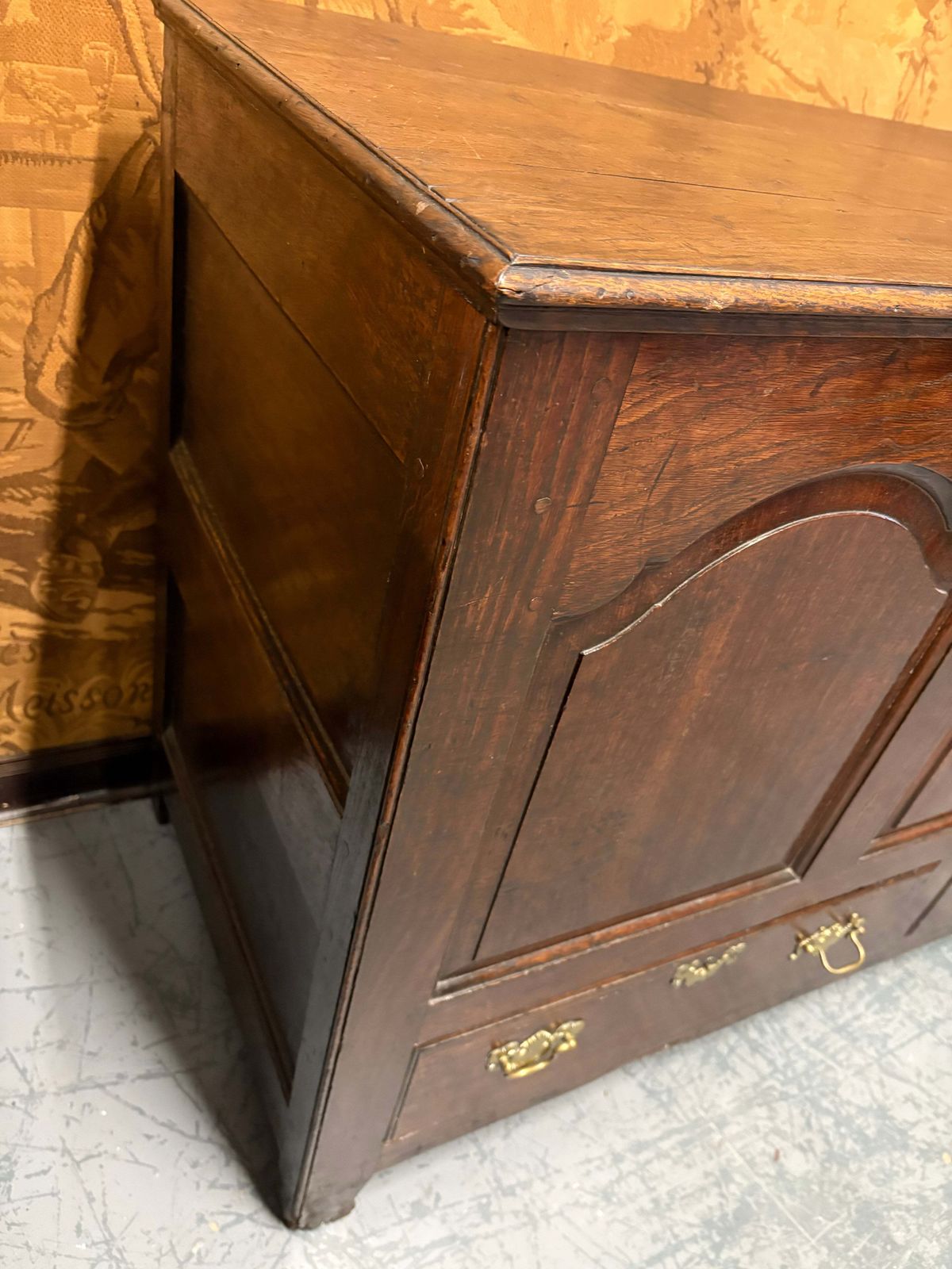 Large Antique 18thc Country House Paneled Oak Mule Chest photo vinterior