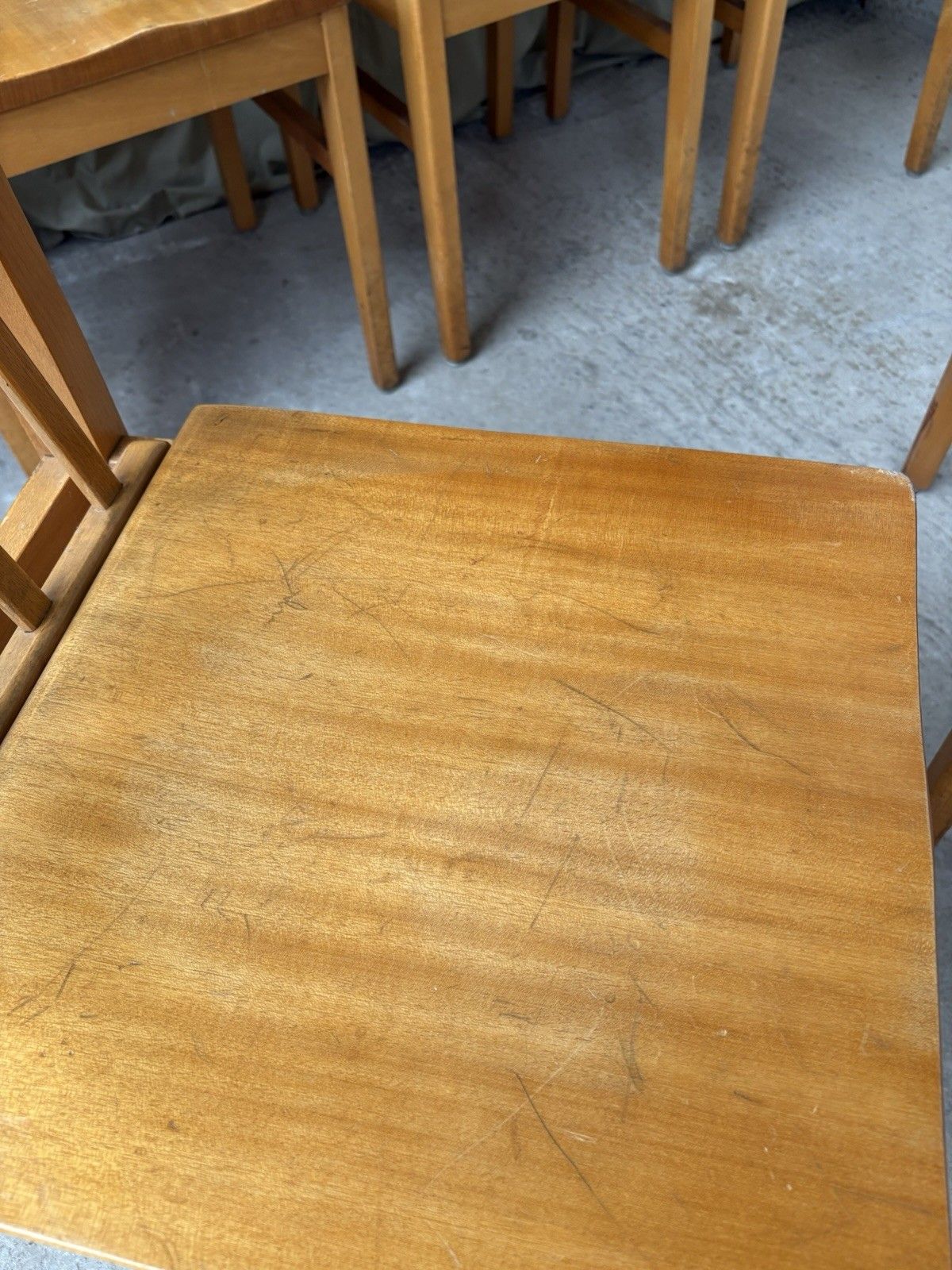 Vtg Mid Century Set Of 6 Solid Beech Church Dining Chairs Scandi Danish R1172 photo vintage