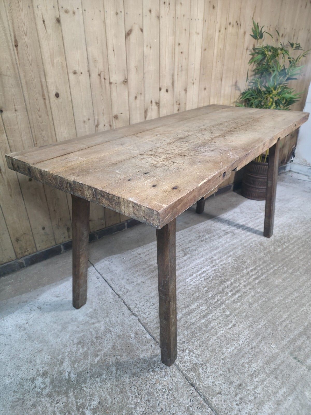 Old Antique Primitive Rustic Hungarian Wooden Butchers Prep Table Kitchen Island photo for sale