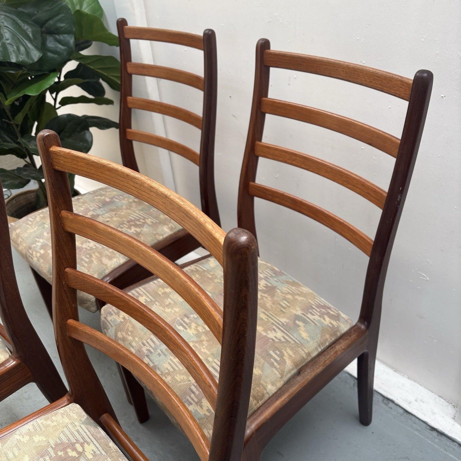 4 Vintage Mcm Ladderback 1970s G Plan Teak Afromosia Dining Chairs photo vinterior