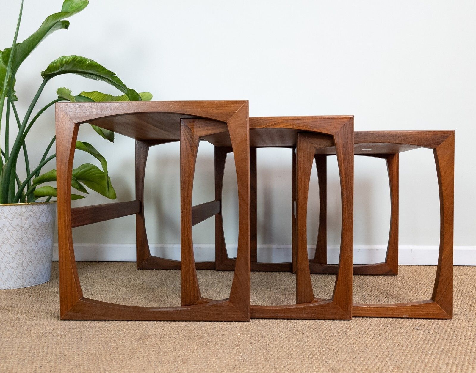 Refinished Vintage Mid Century G Plan Quadrille Teak Nest Of Coffee Side Tables