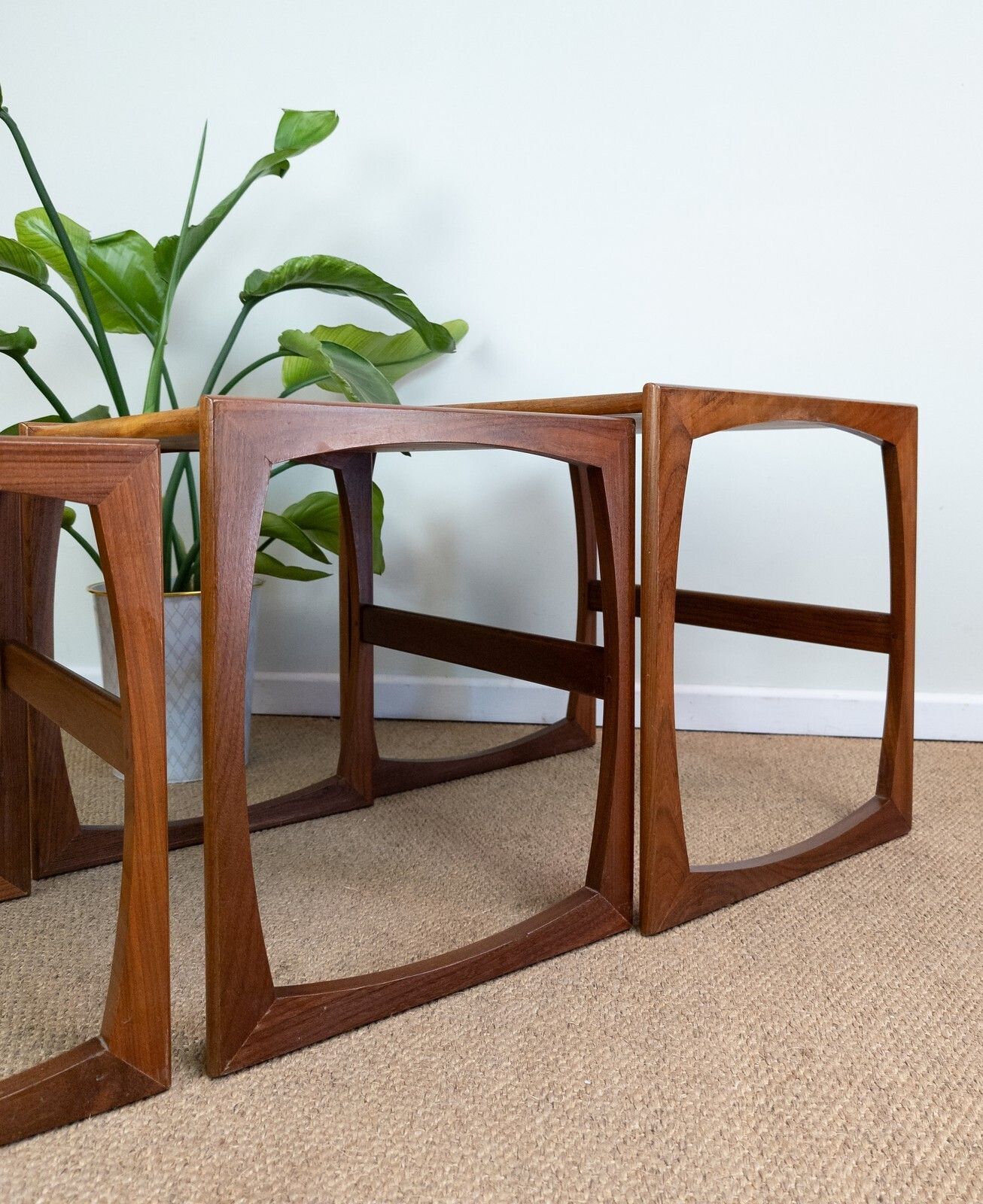 Refinished Vintage Mid Century G Plan Quadrille Teak Nest Of Coffee Side Tables photo vintage