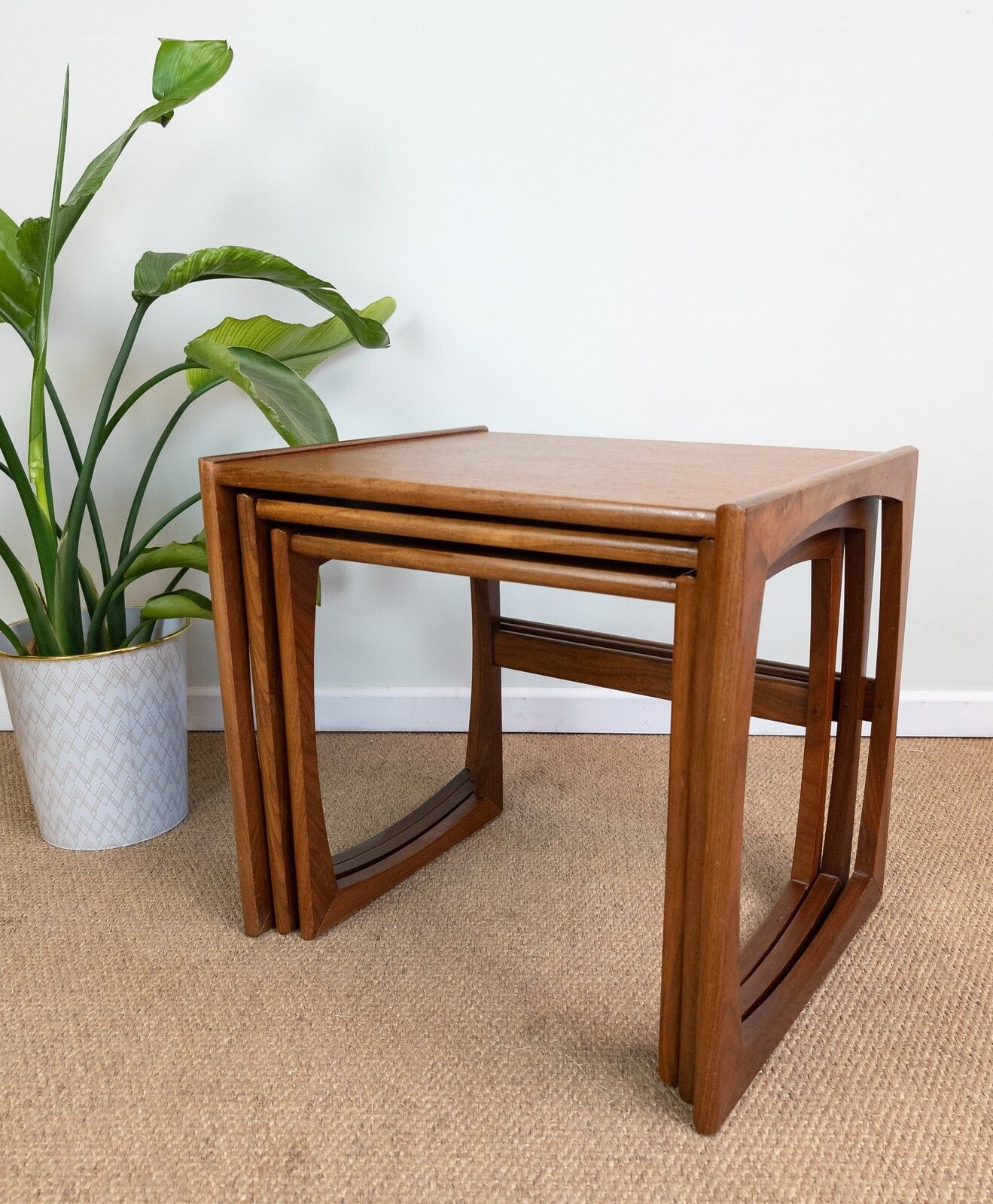 photo for sale Refinished Vintage Mid Century G Plan Quadrille Teak Nest Of Coffee Side Tables