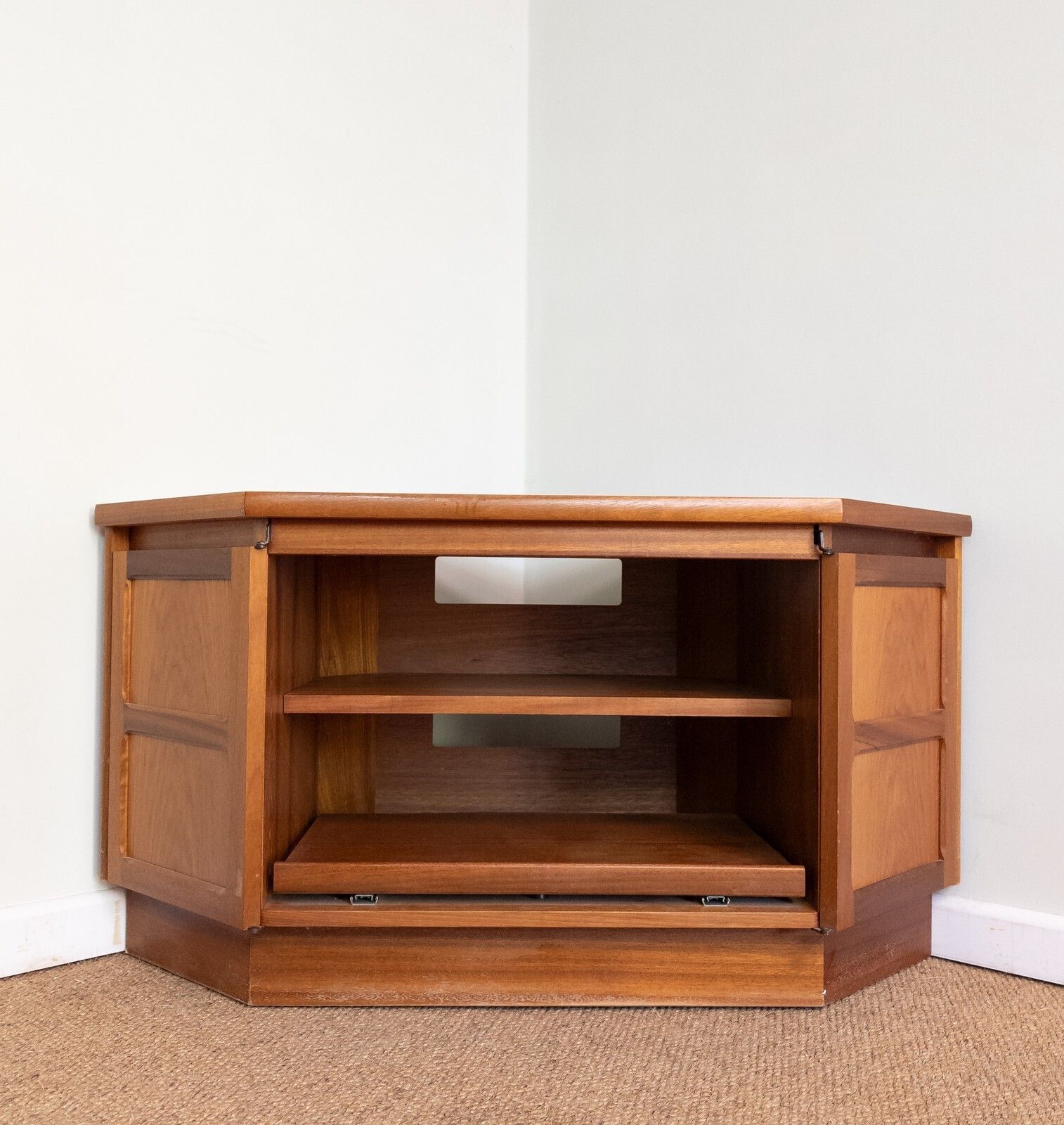 Refinished Vintage Mid Century Parker Knoll Teak Sideboard Tv Stand Corner photo furniture