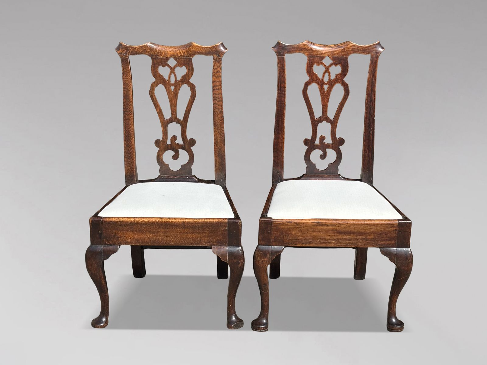 Pair Of 18th Century George III Period Oak Side Chairs photo furniture