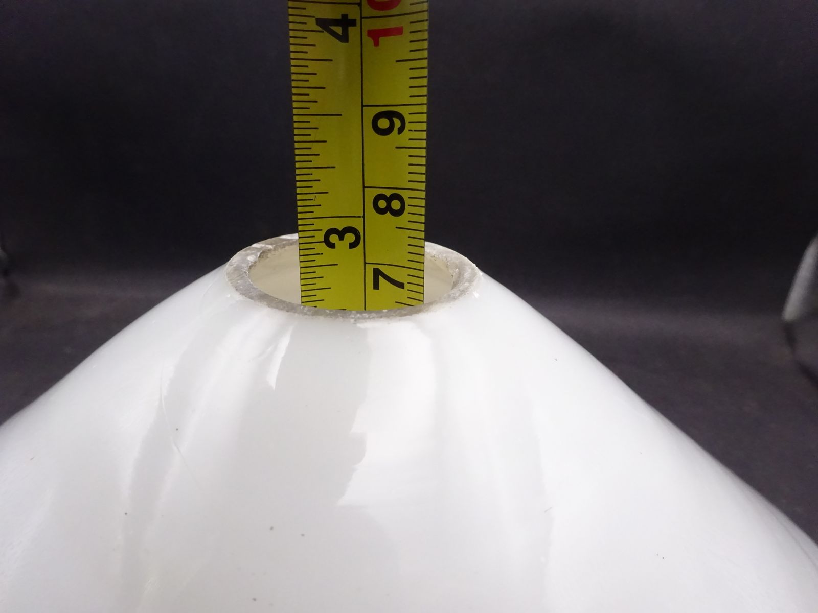 Reclaimed Pair Of Opal Glass Coolie Shades, Industrial 8" photo vinterior