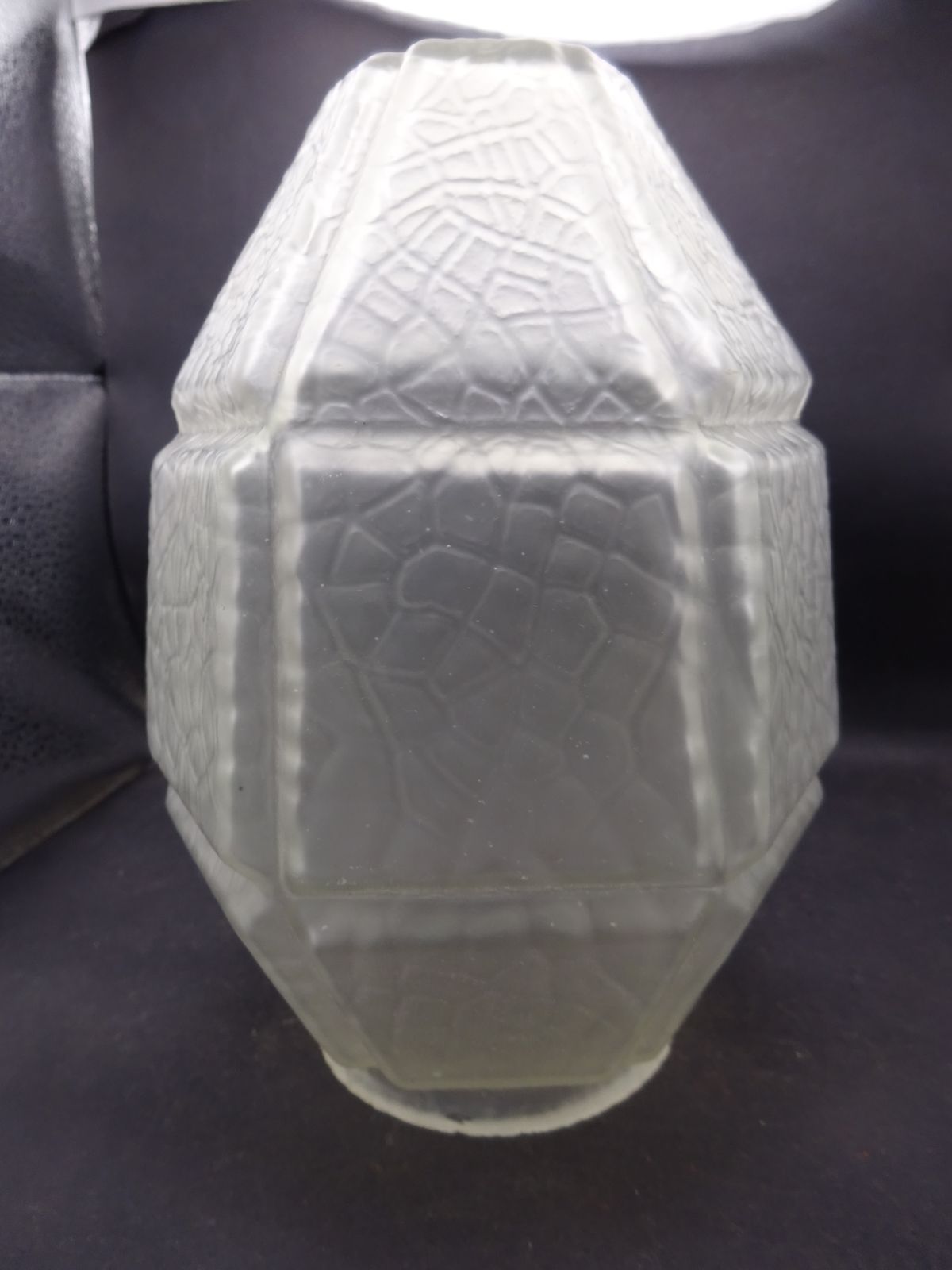 photo buy Reclaimed Art Deco Hexagonal Jewel Textured Glass Pendant Shade