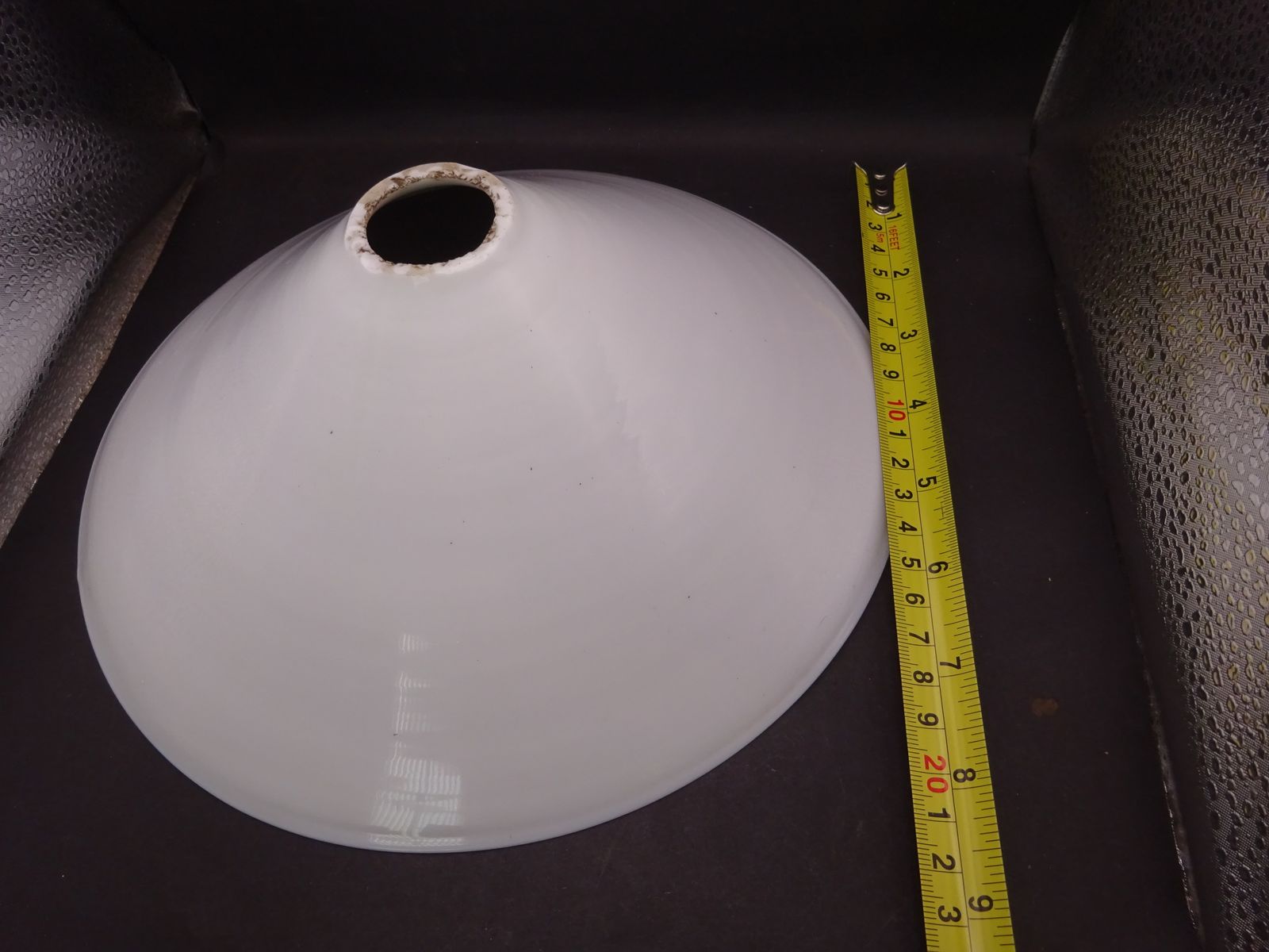 Reclaimed Milk Glass Coolie Light Shade 9" photo vintage