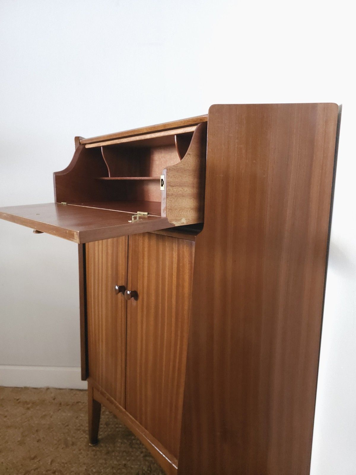 Nathan Bureau Mid Century Corner Desk Teak Home Office Storage Retro Delivery photo Furniture