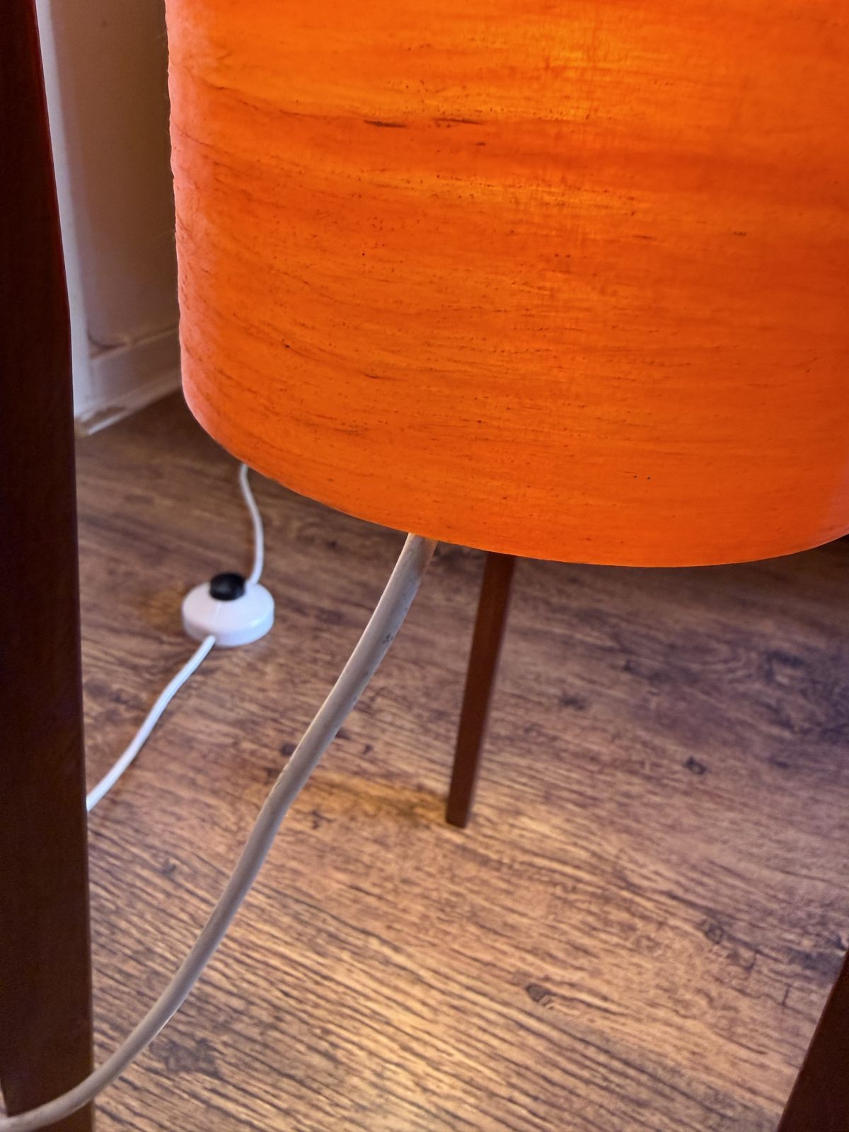 Original Vtg 1960s Novoplast Spun Orange Fibreglass And Teak Rocket Floor Lamp photo furniture