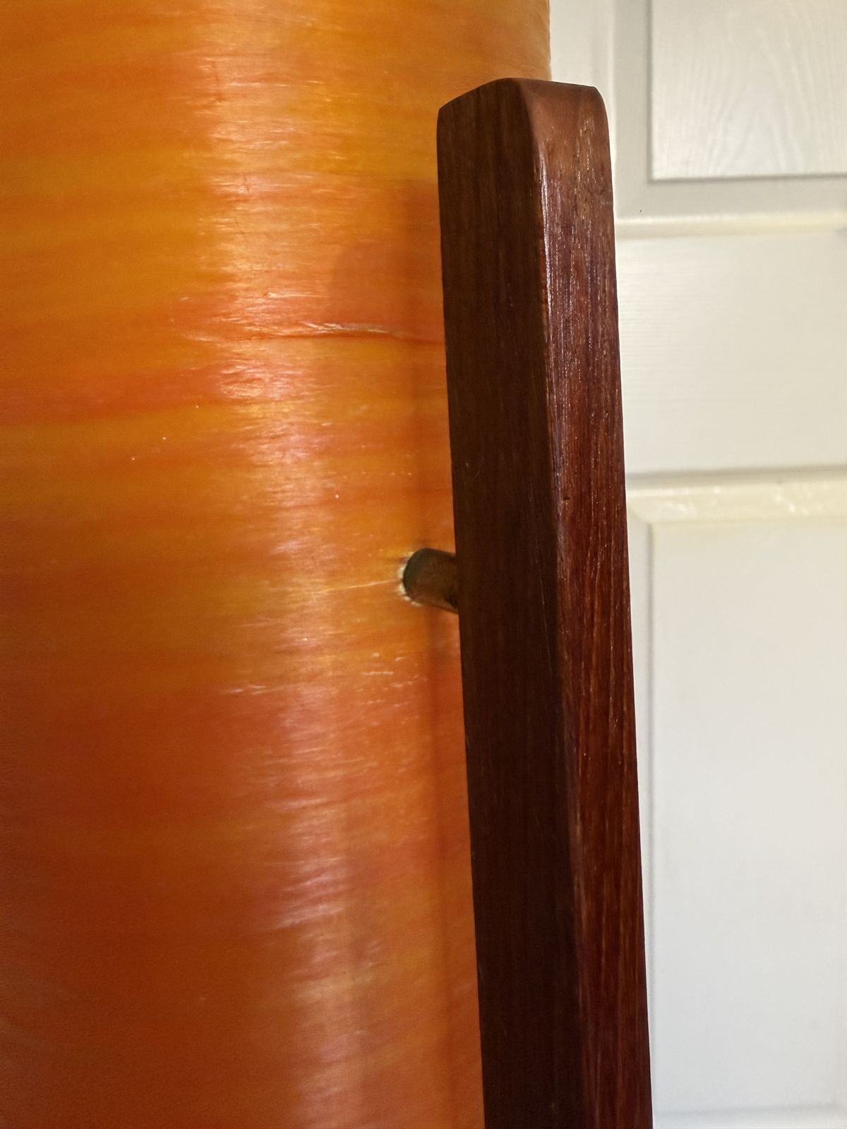 Original Vtg 1960s Novoplast Spun Orange Fibreglass And Teak Rocket Floor Lamp photo Lighting