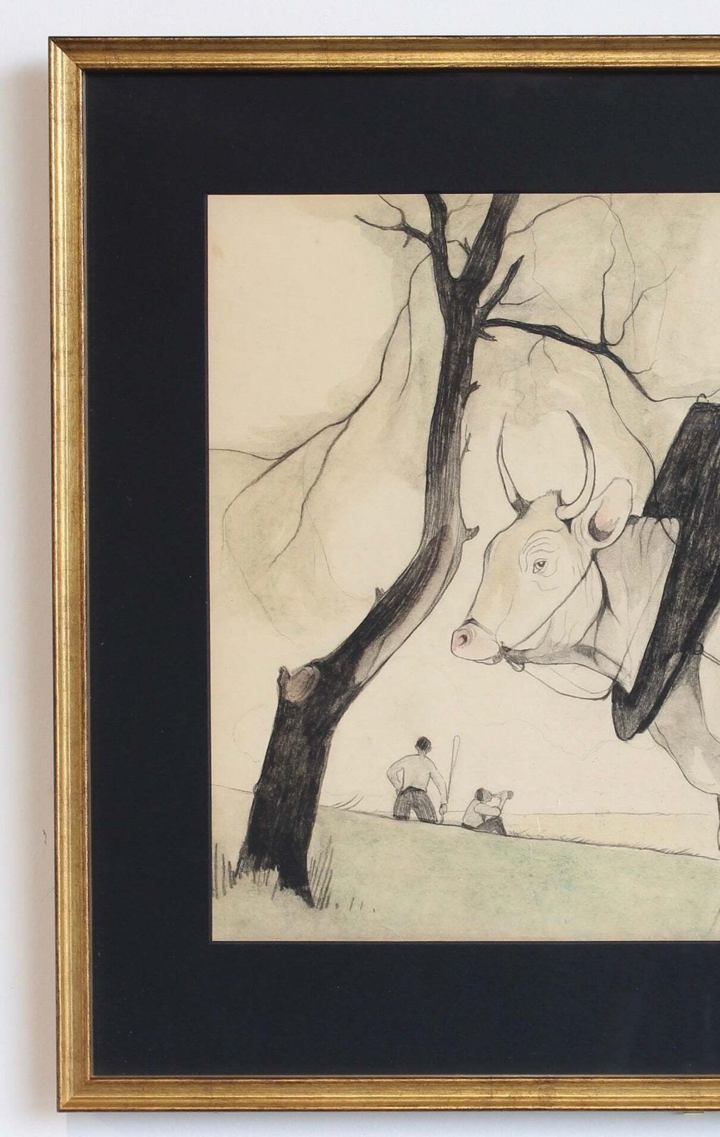 'Idyllic Landscape With Ox And Figures' By Germaine Hageman (Circa 1930s 40s) photo for sale