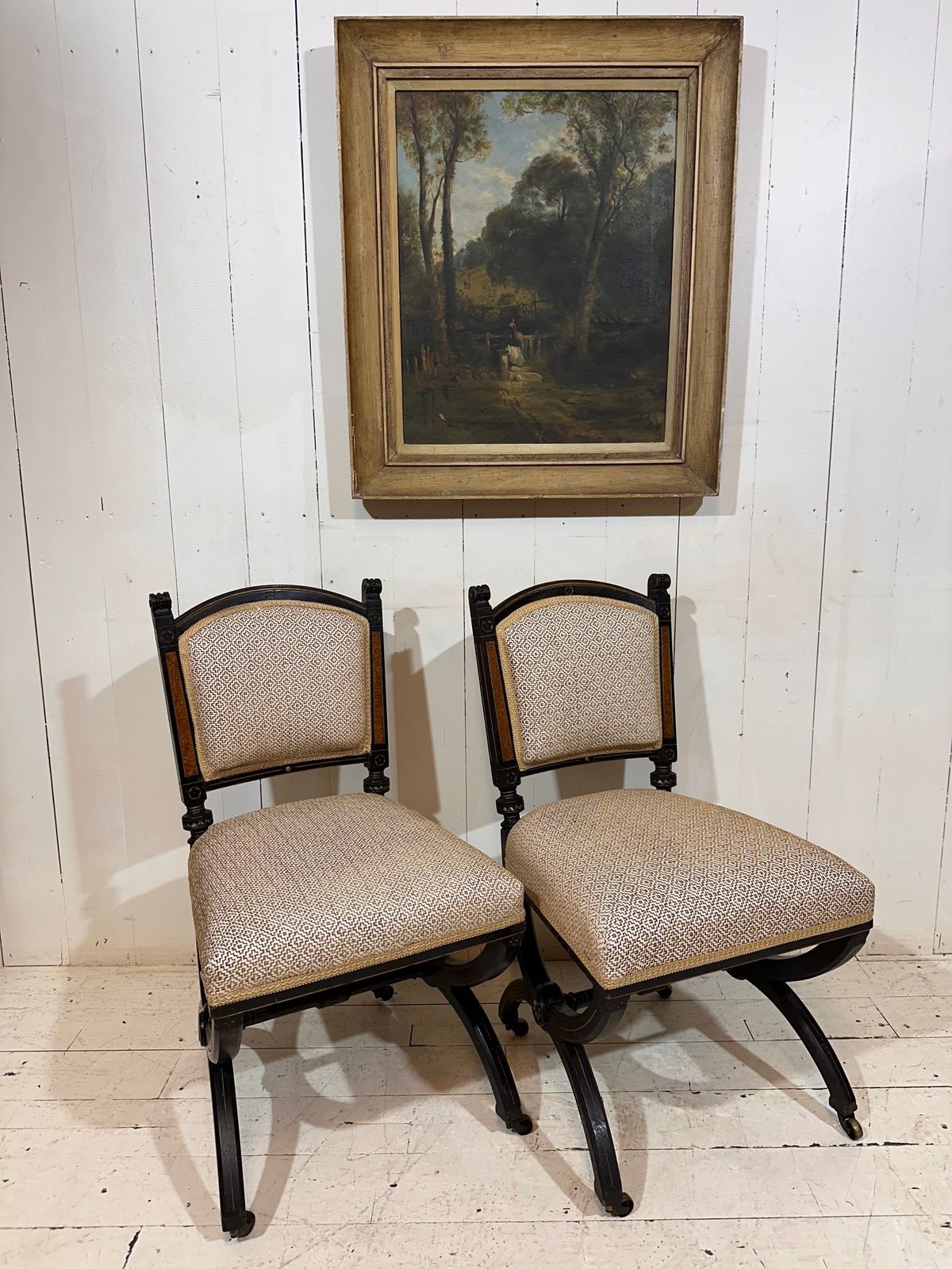 photo furniture Fine Aesthetic Movement Matching Pair Of Chairs By James Lamb Of Manchester
